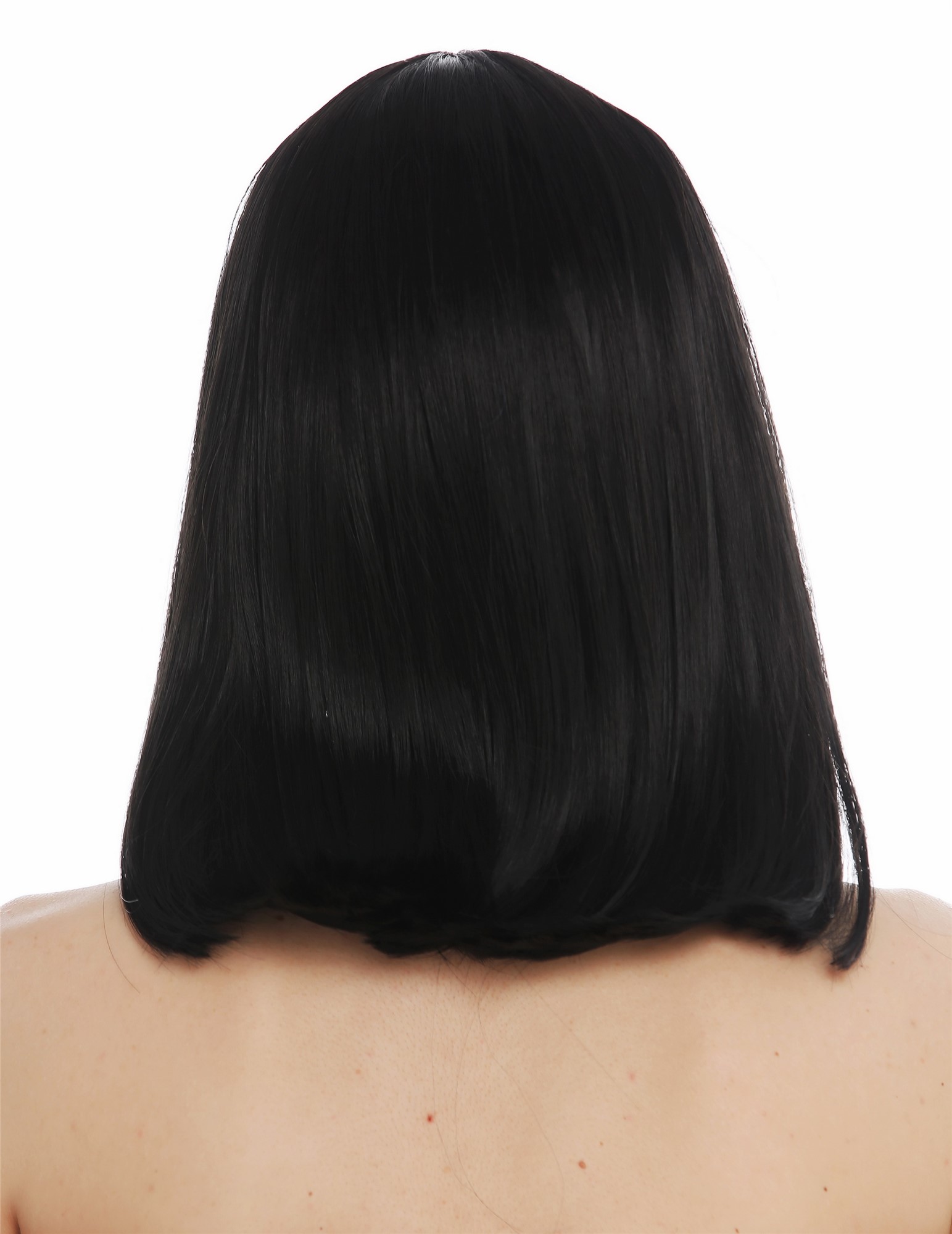hochwertige Qualitätsperücken, Perücke schulterlang Clavi-Cut glatt Pony Schwarz VK-39-1B, Ansicht 6, WIG ME UP: Ihr Perücken Online Shop glatte Tressen-Perücke Samtschwarz schulterlange Haare für Damen
