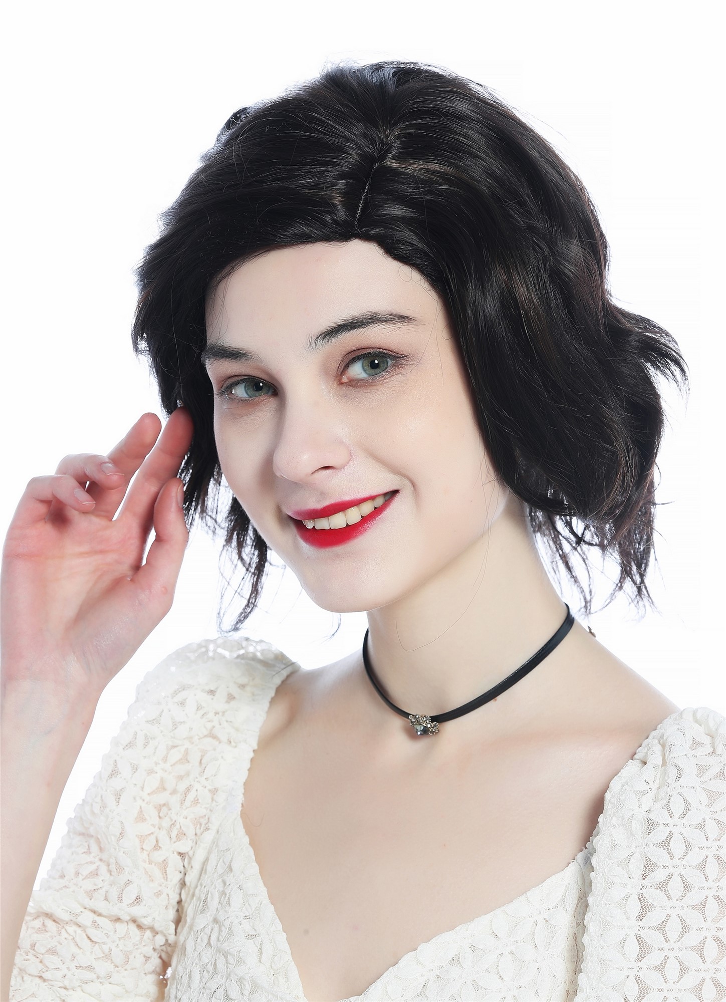 Ladies' wig women short wild wavy parting parted chestnut brown mix DW3334, view 3, WIG ME UP: Your Perücken Online Shop Quality Wigs, Ladies, chocolate brown with hazelnut highlights, wavy, shoulder-length