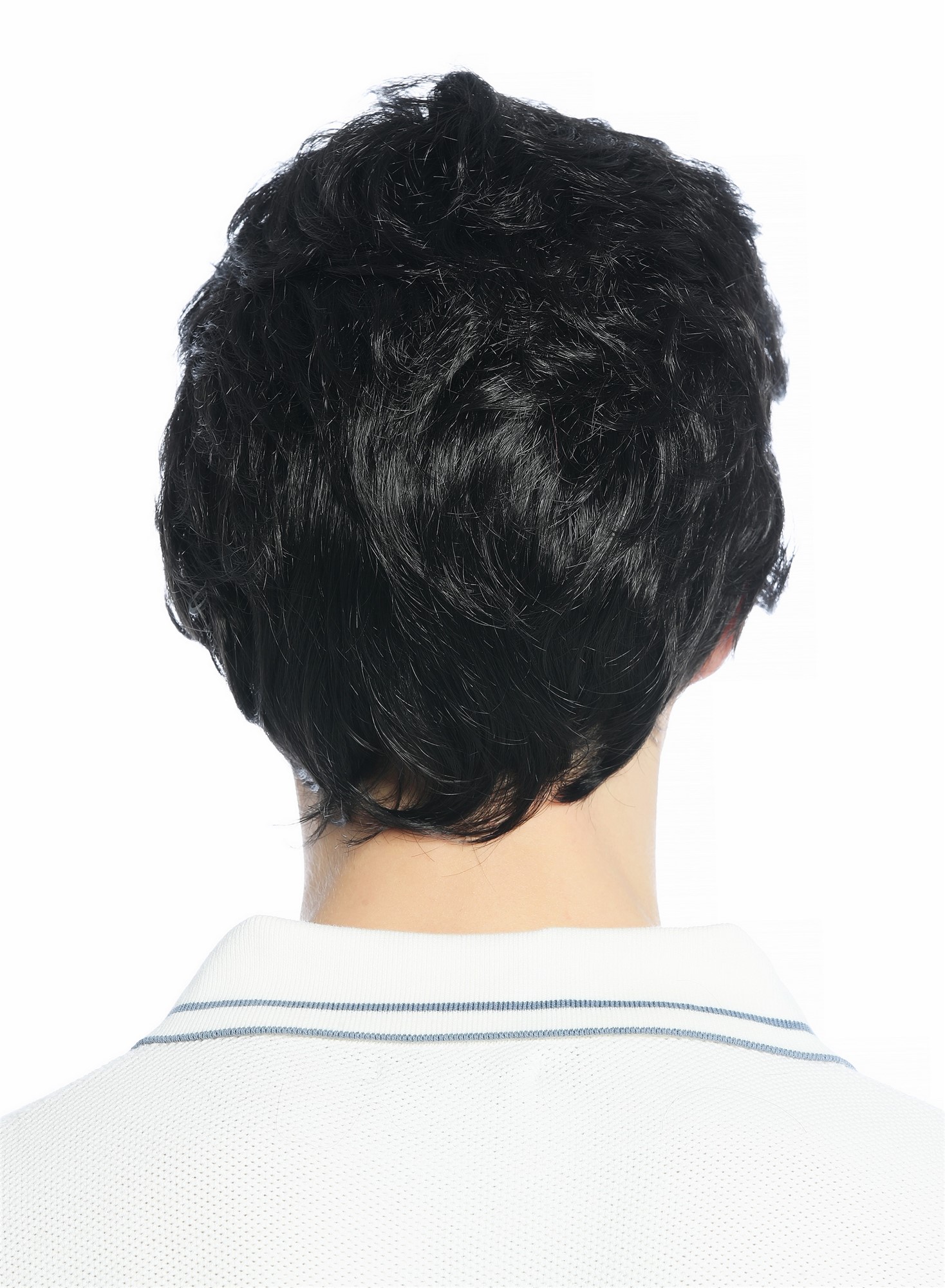 hochwertige Qualitätsperücken, Perücke kurz leicht wellig Schwarzbraun DW1335-2, Ansicht 6, WIG ME UP: Ihr Perücken Online Shop lockige Tressen-Perücke Schwarzbraun kurze Haare für Unisex