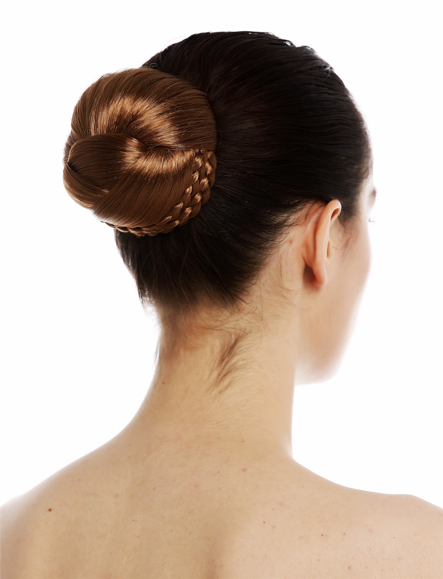 Dutt Haardutt Chignon traditionell geflochten Kupferblond TYP-0062-27, Vorderansicht, WIG ME UP: Ihr Perücken Online Shop geflochtener Dutt Haarteil Kupferblond
