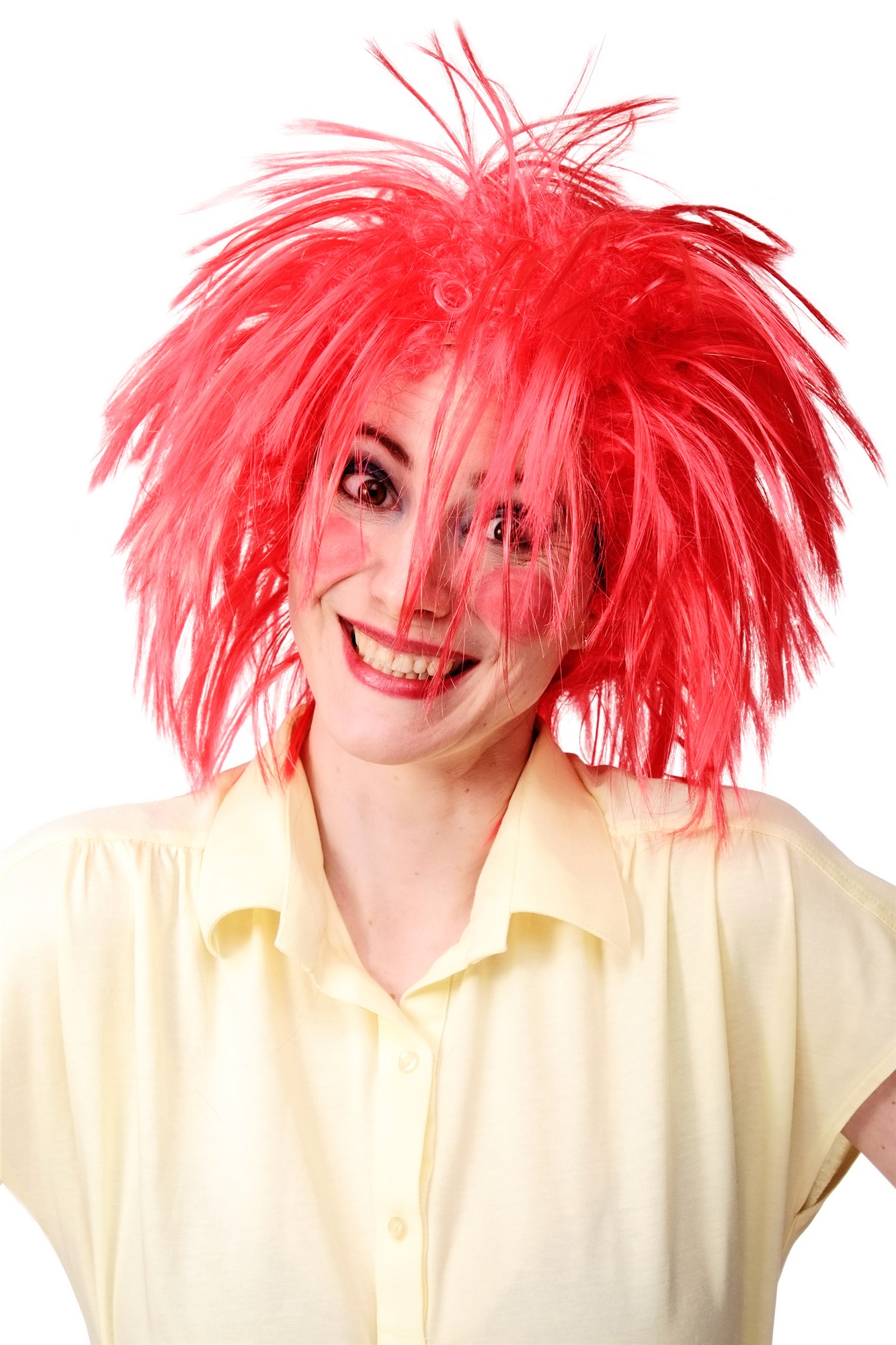 günstige Party Perücke, Perücke Rot Struppel Kobold Modell: WIG027, Vorderansicht, WIG ME UP: Ihr Perücken Online Shop wellige Party Perücke Rot kurze Haare Unisex