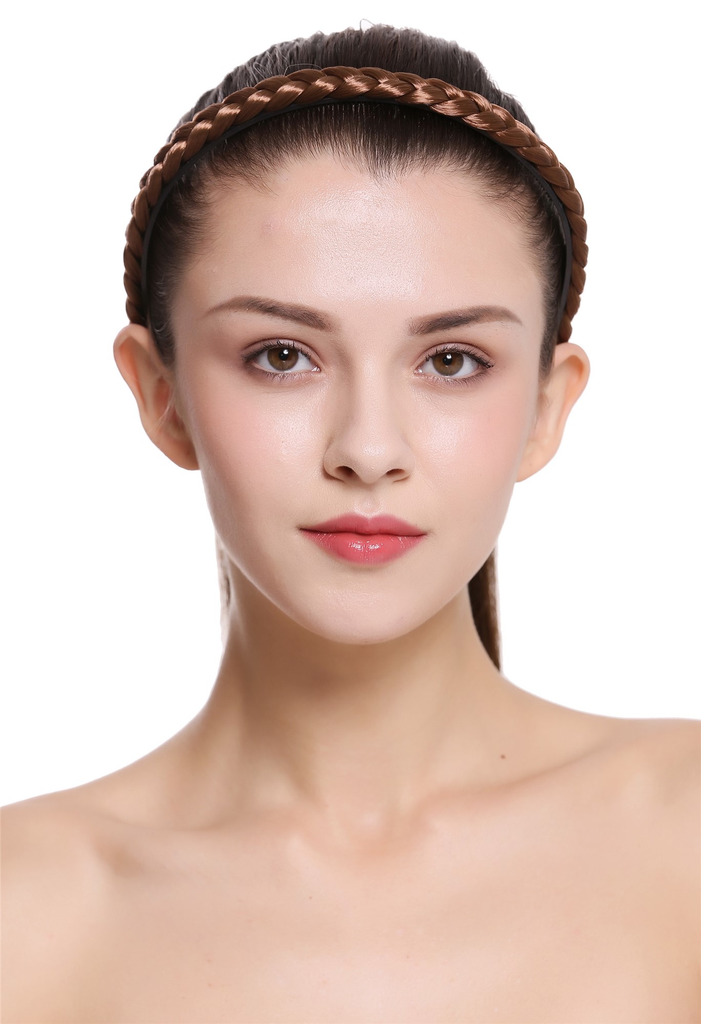 Geflochtener schmaler Haarreif 1,2 cm schmal Goldbraun CXT-003-230, Ansicht 2, WIG ME UP: Ihr Perücken Online Shop Haarreifen geflochten Goldbraun 55 cm