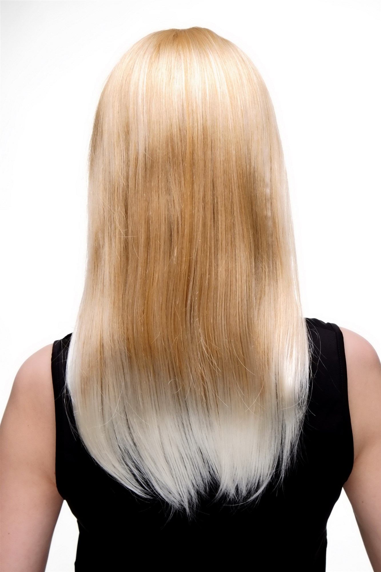 glatte Tressen-Perücke mit Kopfhaut-Imitat Erdbeerblond-Platinblond lange Haare für Damen