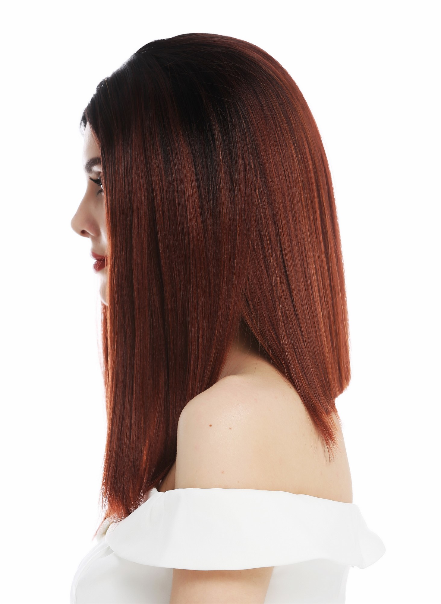 Lady wig lace front mono middle parting long sleek ombre black red RGF-7253-MF, view 4, WIG ME UP: Your Perücken Online Shop Quality Wigs, Ladies, red-black mix, straight, shoulder-length