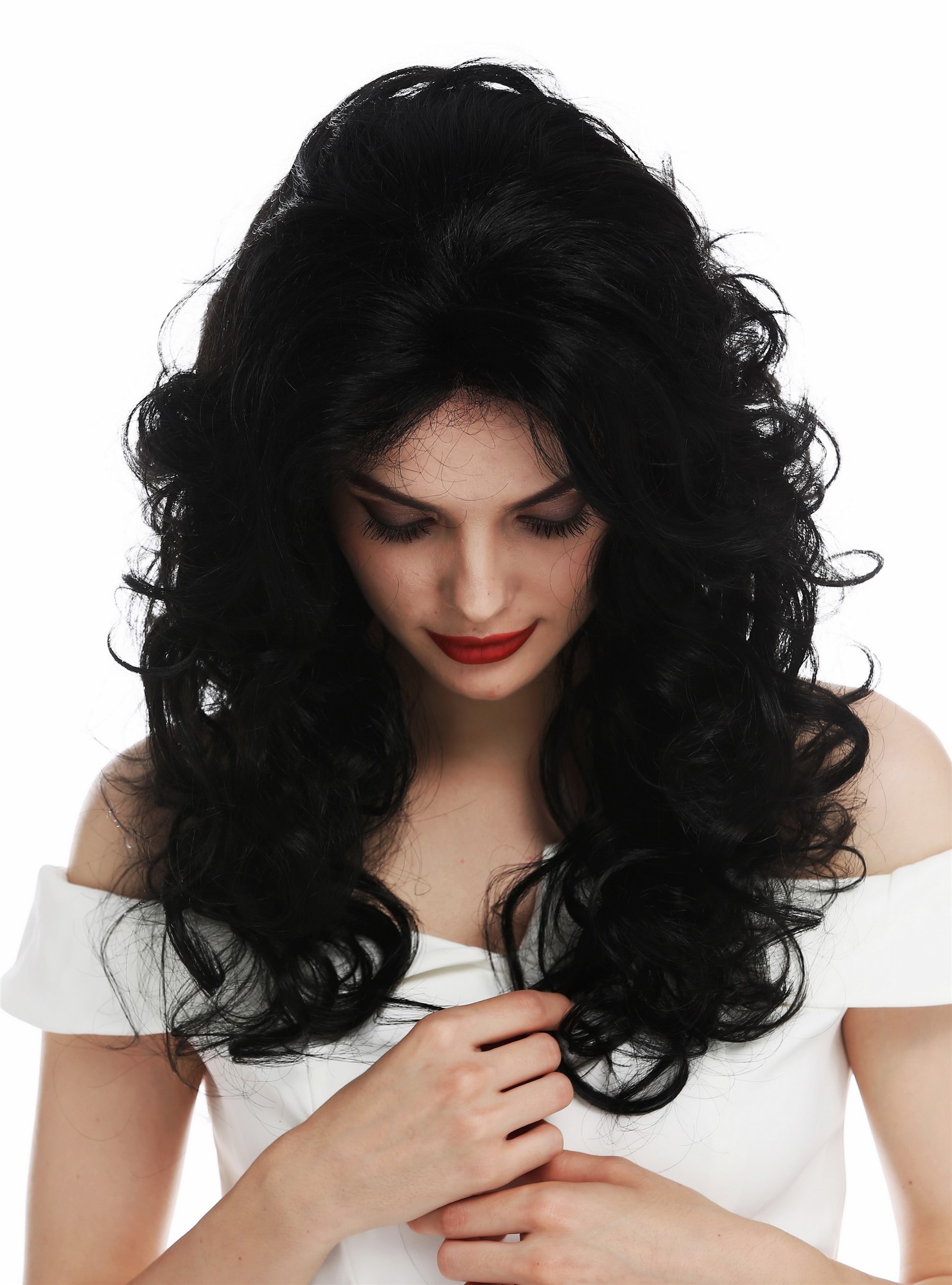hochwertige Qualitätsperücken, Perücke Lace-Front lang voluminös lockig Locken Schwarz TYM-1409-LF-1, Ansicht 4, WIG ME UP: Ihr Perücken Online Shop lockige Tressen-Perücke mit Front-Lace Schwarz lange Haare für Damen