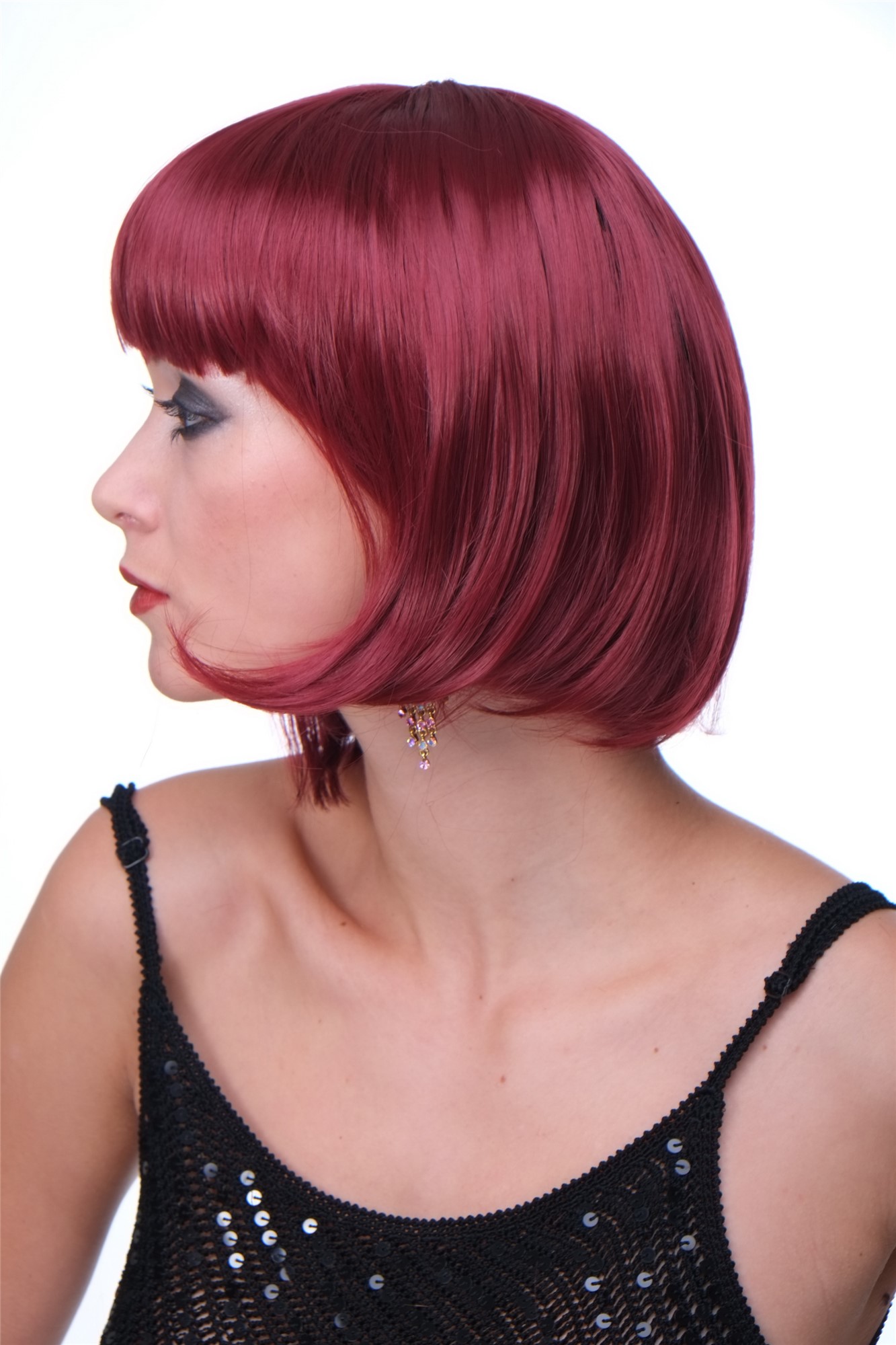 Party Wig, Ladies, garnet red, straight, short