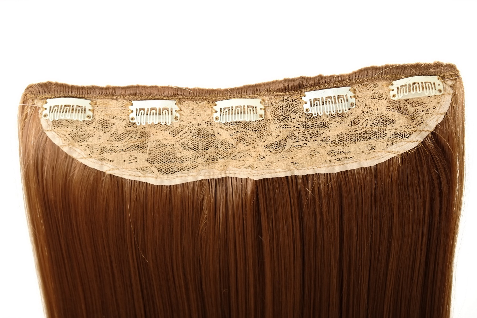 Haarteil Haarverlängerung 5 Clips glatt Blond Erdbeerblond L30173-27, Ansicht 3, WIG ME UP: Ihr Perücken Online Shop glatte Halbperücke Erdbeerblond 45 cm lang