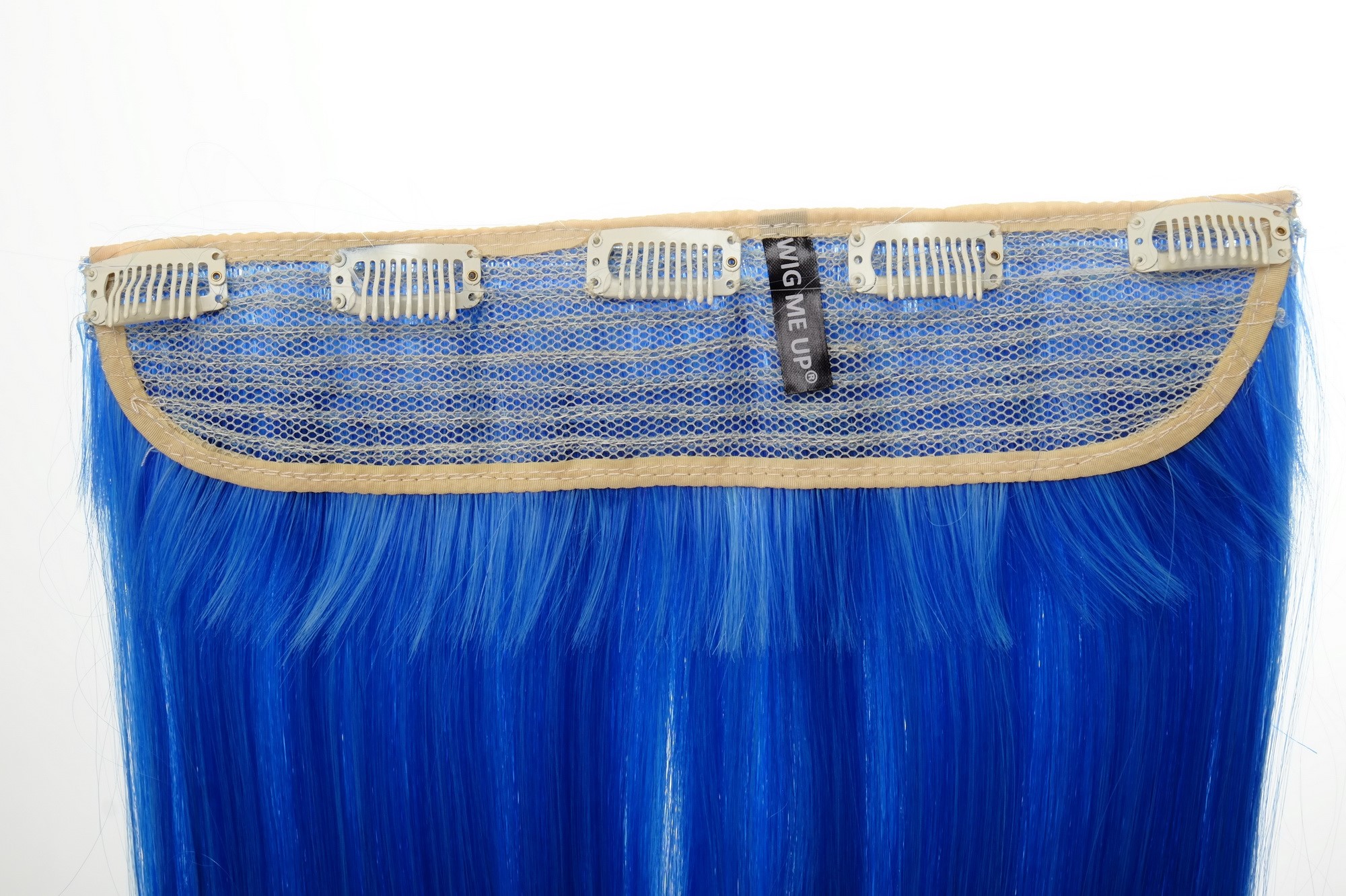 Haarteil Extension breit 5 Clips glatt Neonblau-Hellblau-Mix YZF-3179-TF2517TTF2513B, Ansicht 3, WIG ME UP: Ihr Perücken Online Shop glatte Halbperücke Neonblau-Hellblau-Mix 60 cm lang