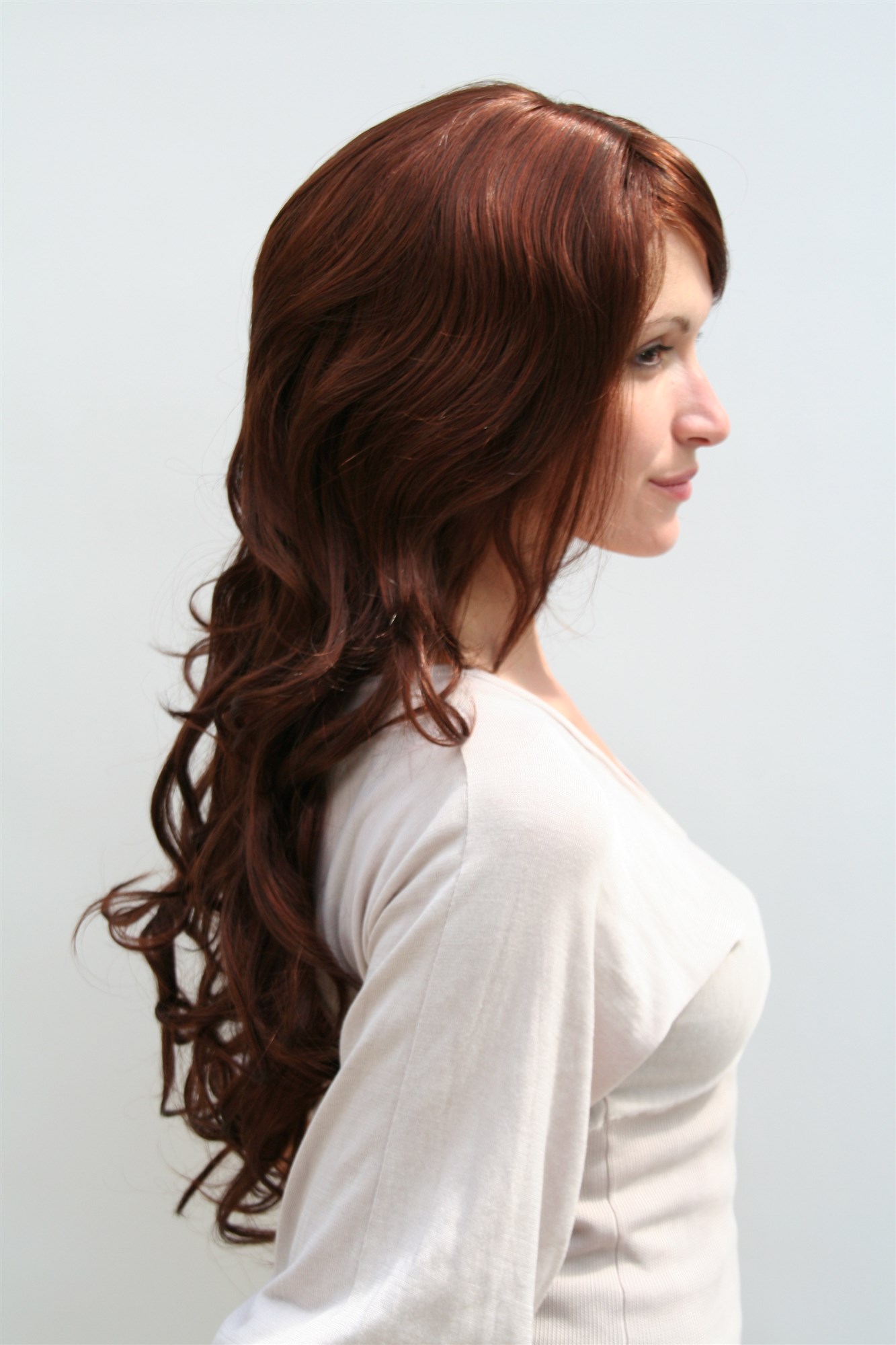 Buy REDHEAD foxy WIG dark red JEZEBEL LONG waves 9204S-33A130, view 4, WIG ME UP: Your Perücken Online Shop Quality Wigs, Ladies, brown-red mix, curled, long