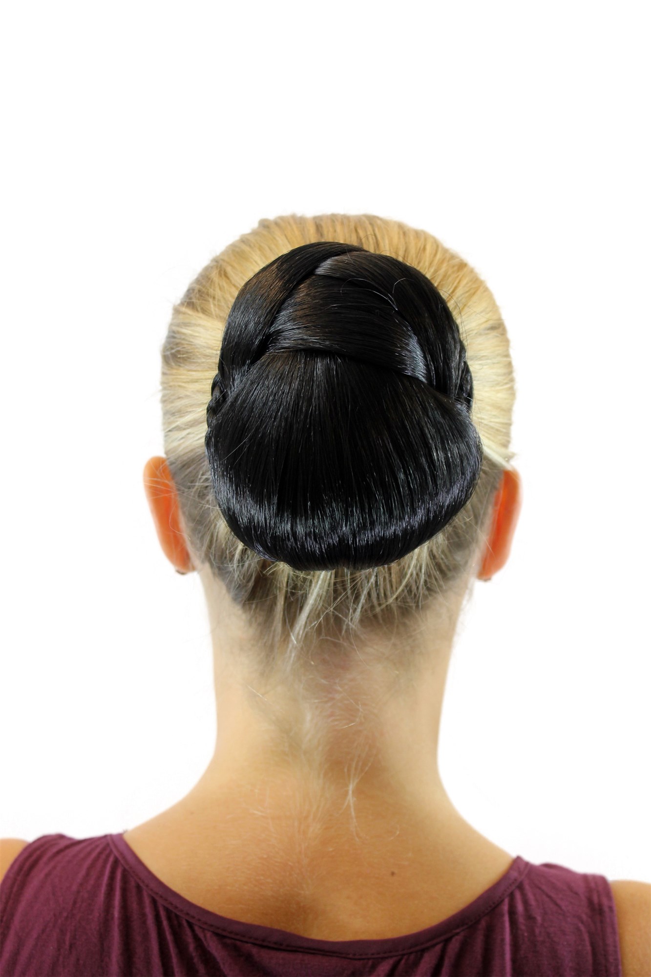 Haarteil Tango Dutt Haarknoten Schwarz TC-2074-2, Vorderansicht, WIG ME UP: Ihr Perücken Online Shop geflochtener Dutt Haarteil Schwarzbraun