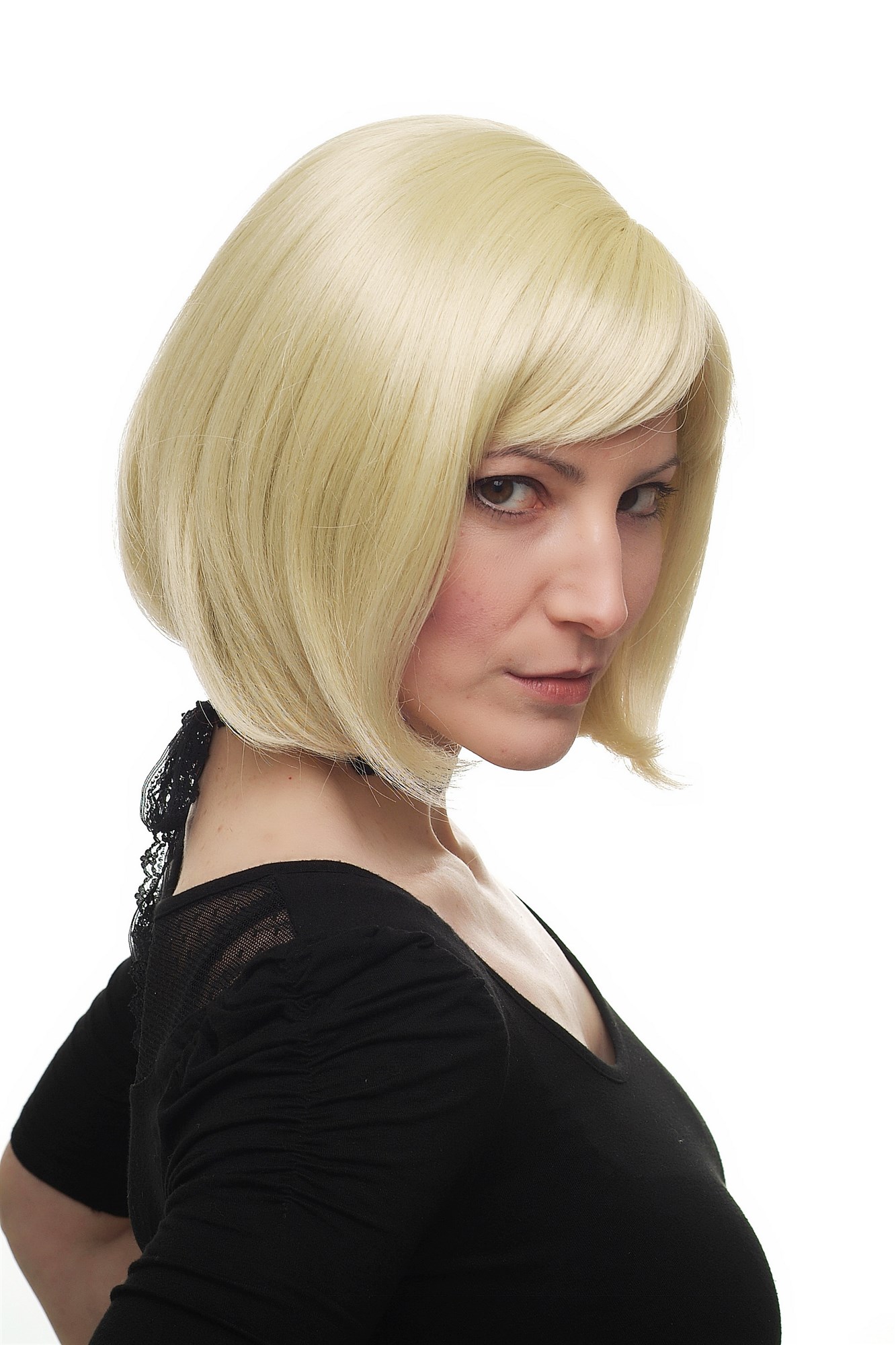hochwertige Qualitätsperücken, Damen Perücke kurz Bob warmes helles Blond 3270-88E, Ansicht 8, WIG ME UP: Ihr Perücken Online Shop glatte Tressen-Perücke mit Kopfhaut-Imitat Schwedenblond kurze Haare für Damen