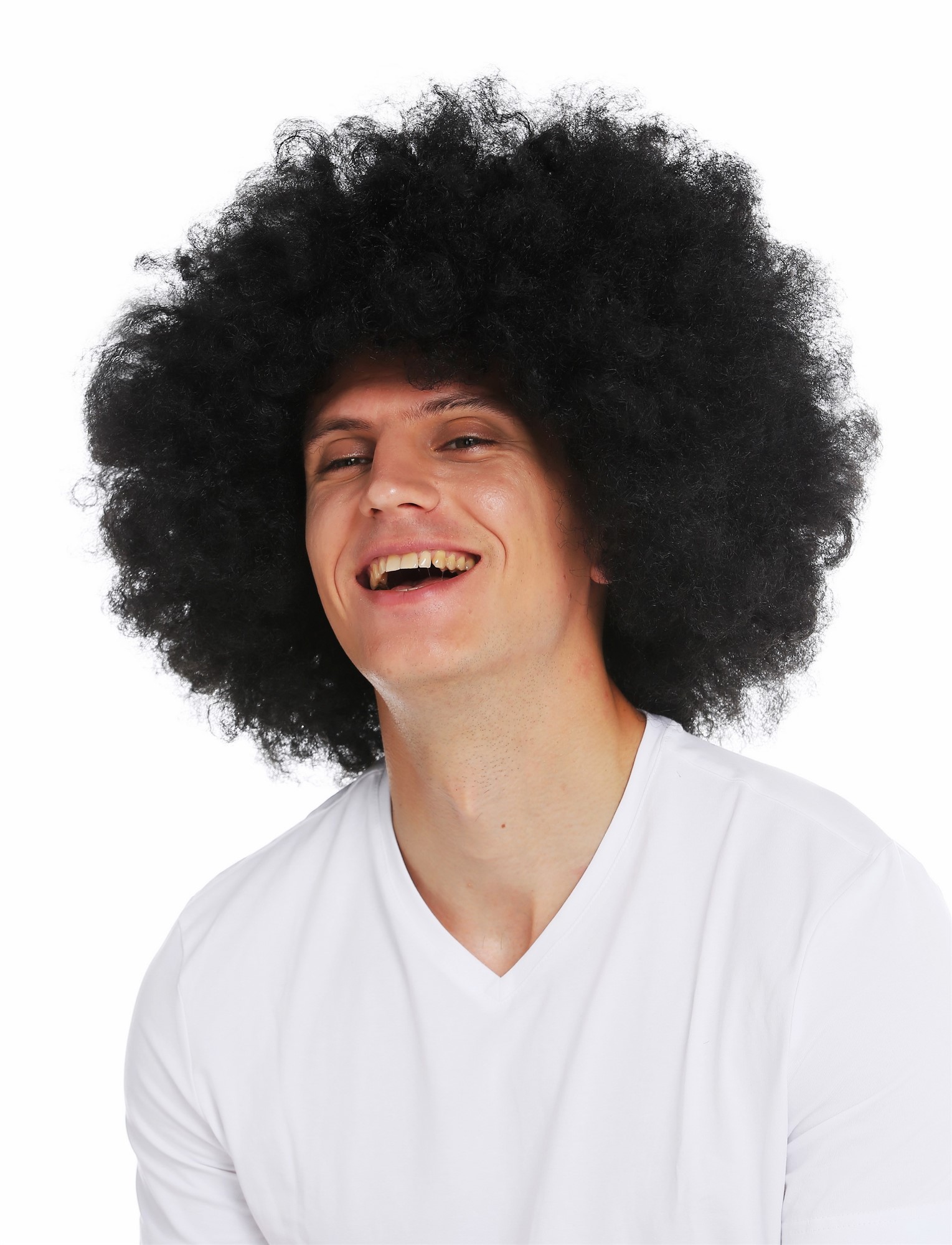 XXL big massive afro wig women men carnival Halloween voluminous black 70's 3256, view 3, WIG ME UP: Your Perücken Online Shop Party Wig, Unisex, pitch black, curled, shoulder-length