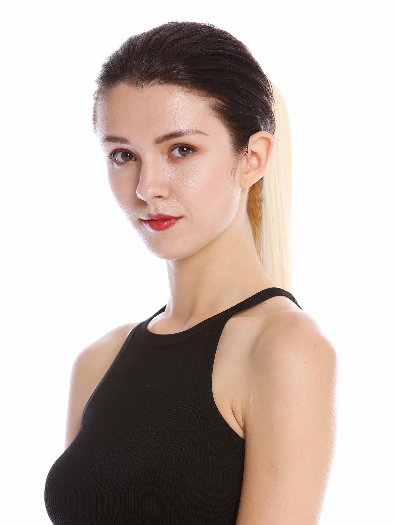 hochwertiges Haarteil Zopf Steckkamm + Band Lang Glatt Lichtblond YZF-1094S-613, Ansicht 4, WIG ME UP: Ihr Perücken Online Shop glattes Zopf-Haarteil Platinblond 65 cm lang