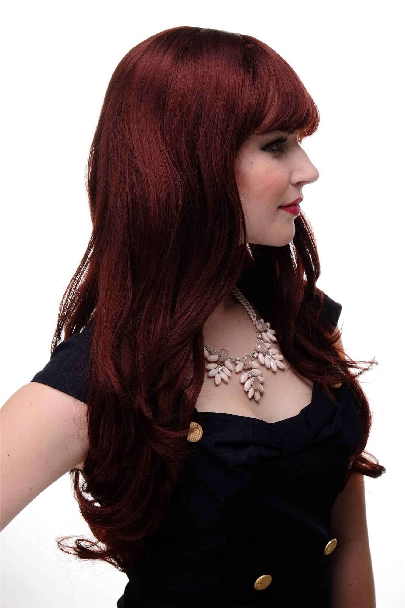 hochwertige Qualitätsperücken, Lange Damen Perücke mit großen kräftigen Locken Pony Rostbraun 285-35, Ansicht 3, WIG ME UP: Ihr Perücken Online Shop lockige Tressen-Perücke mit Kopfhaut-Imitat Rostbraun lange Haare für Damen