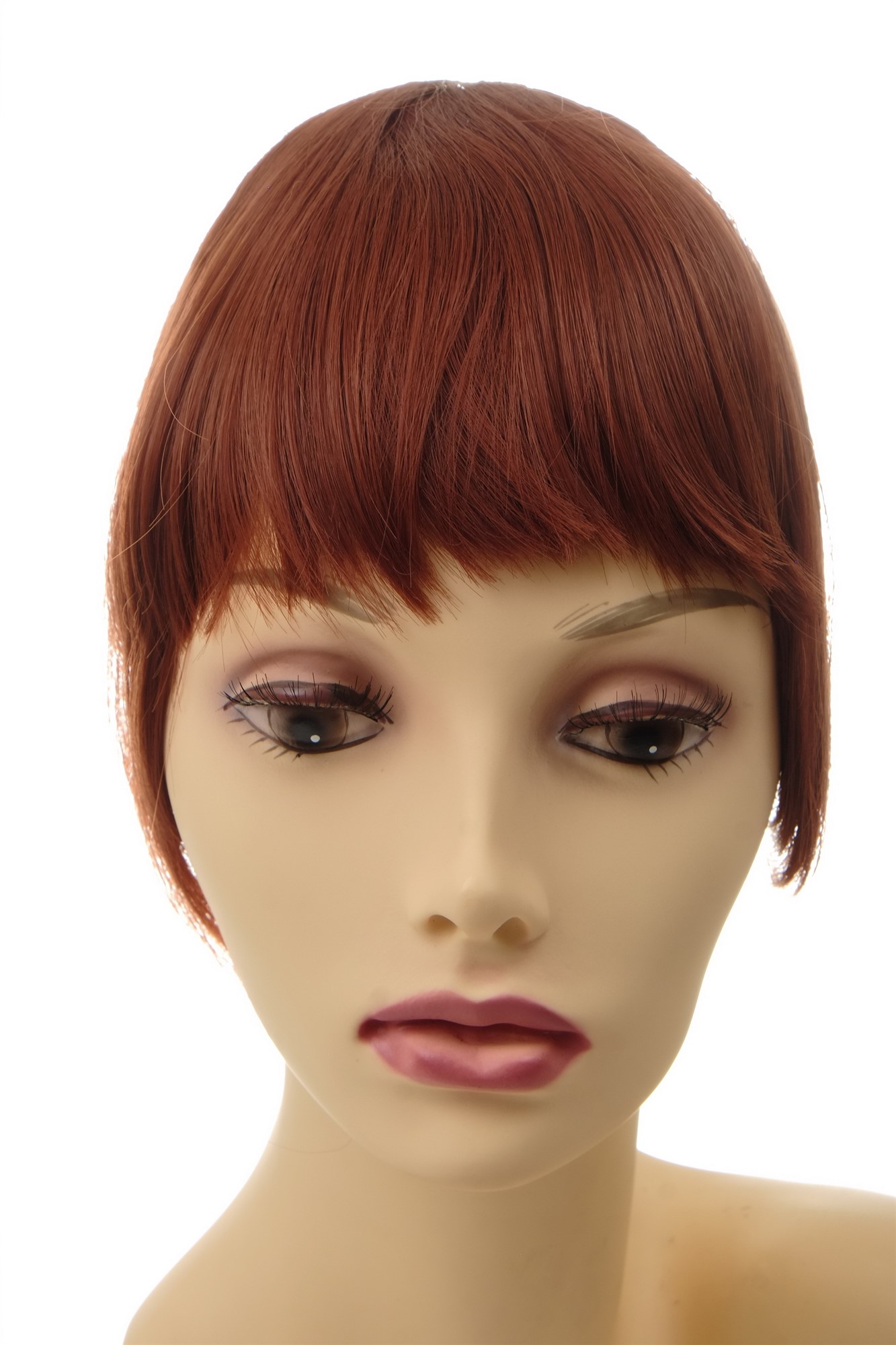 YZF-W1030-350 Hair Piece Clip-in Bangs Fringe long framing strands for perfect natural fit heat resistant fiber styleable dark copper red, view 3, WIG ME UP: Your Perücken Online Shop Clip-In Bang, copper, straight, short