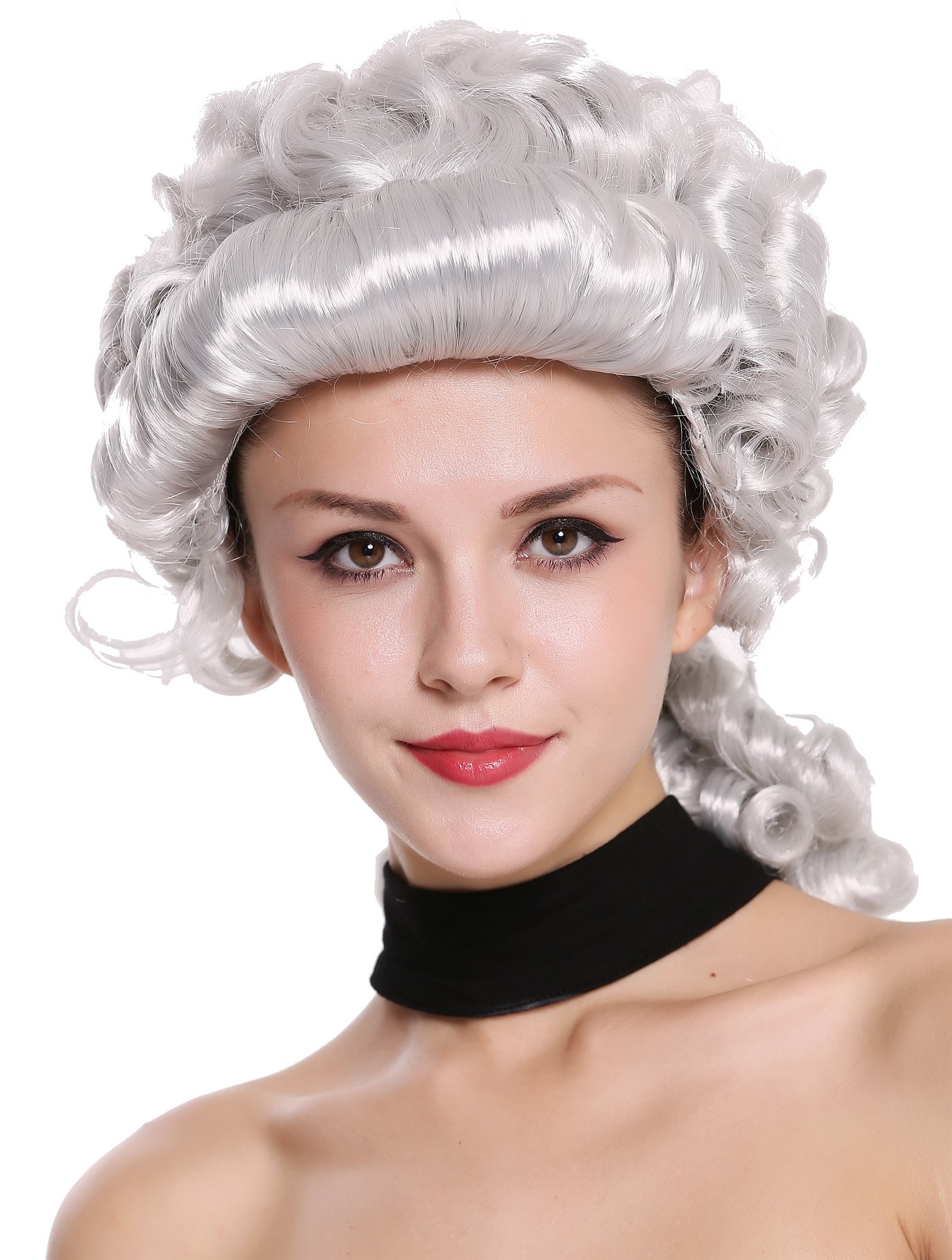 Man Lady Wig Baroque aristocrat lord curls long ponytail silver grey 910219, view 5, WIG ME UP: Your Perücken Online Shop Party Wig, Men, Grey, curled, shoulder-length