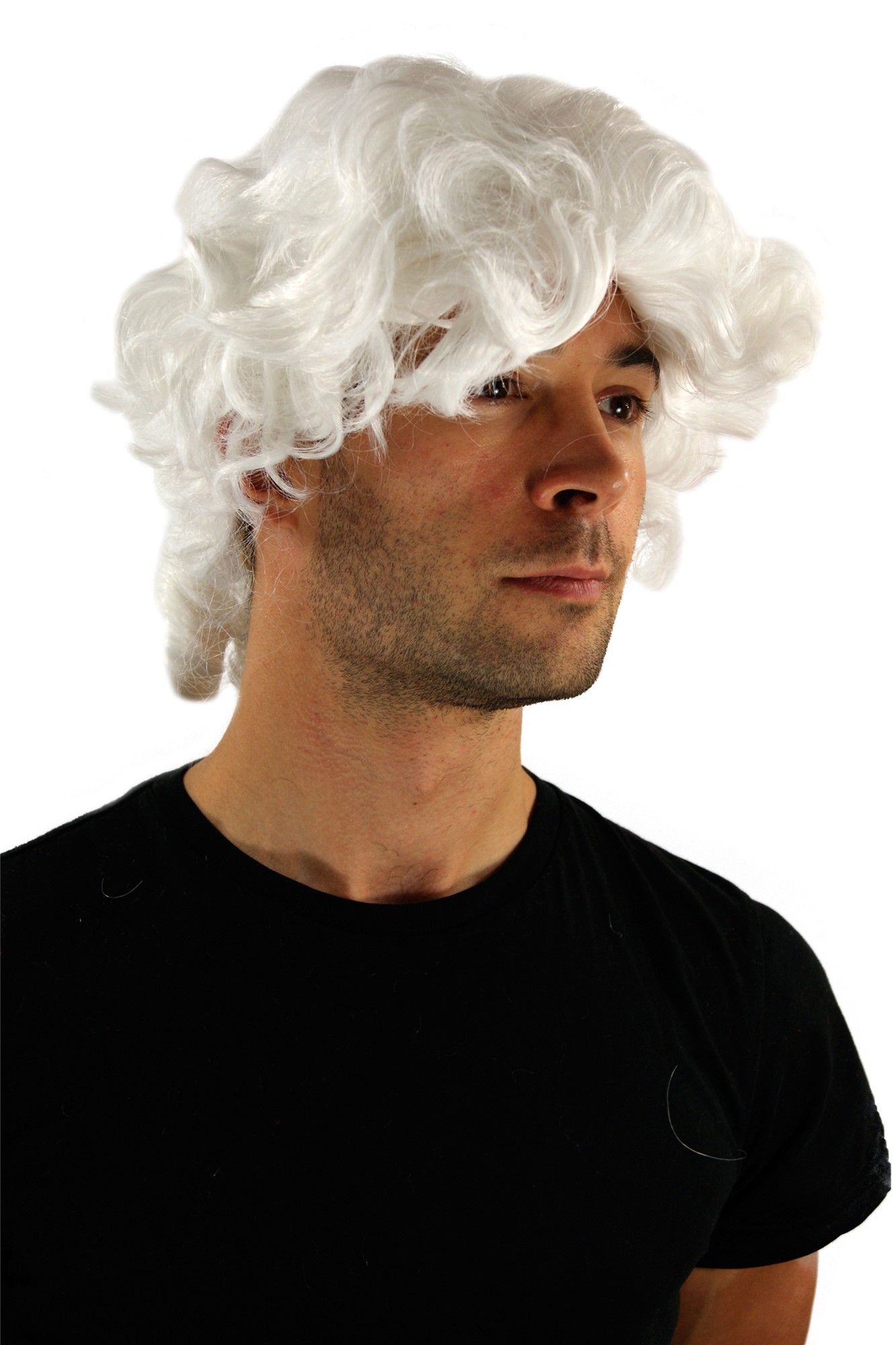 Party Wig, Men, White, curled, shoulder-length