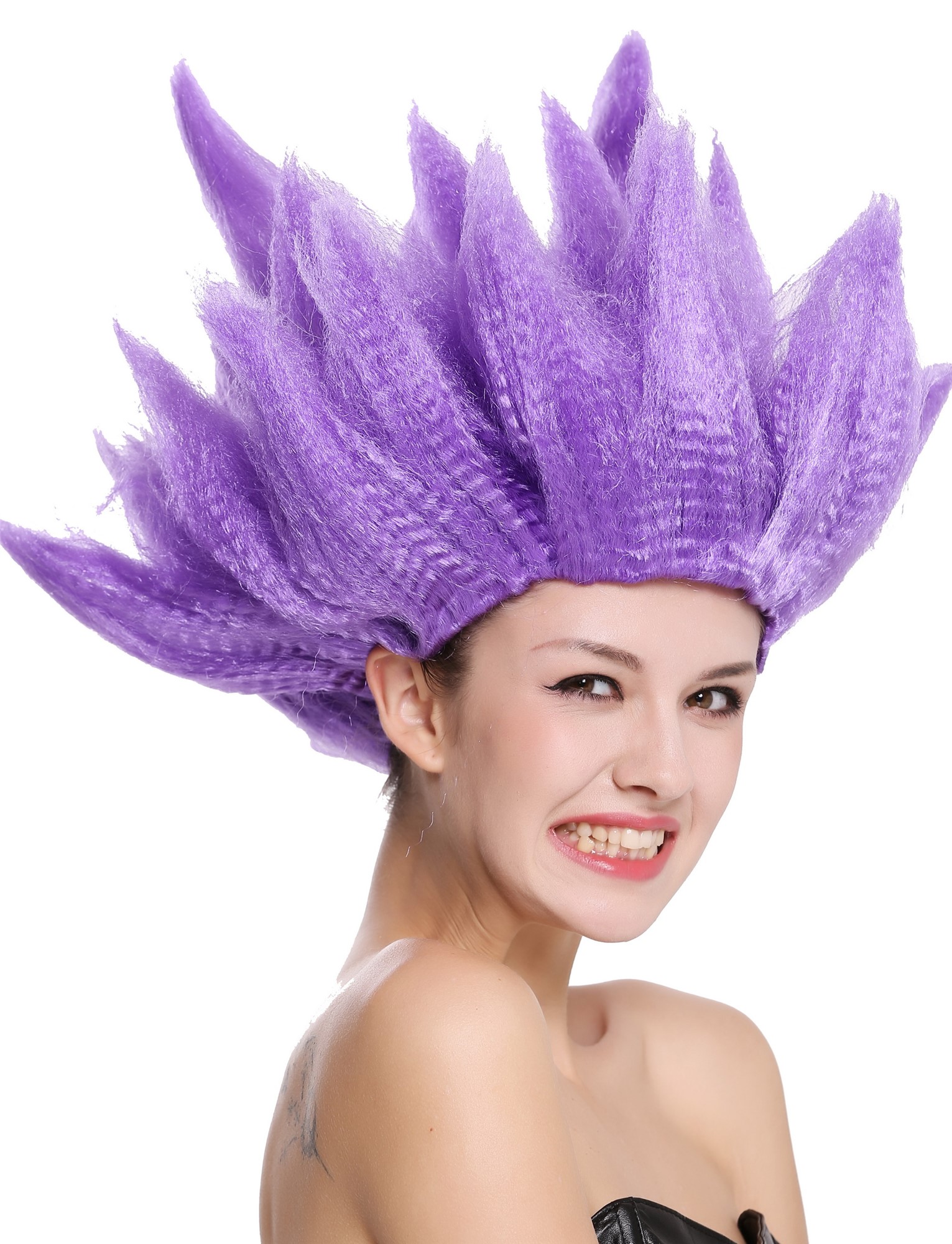 Lady Gents Man Party Wig Demon Devil Flower Fairy Storm purple teased high 91062, view 2, WIG ME UP: Your Perücken Online Shop Party Wig, Unisex, Purple, wavy, short