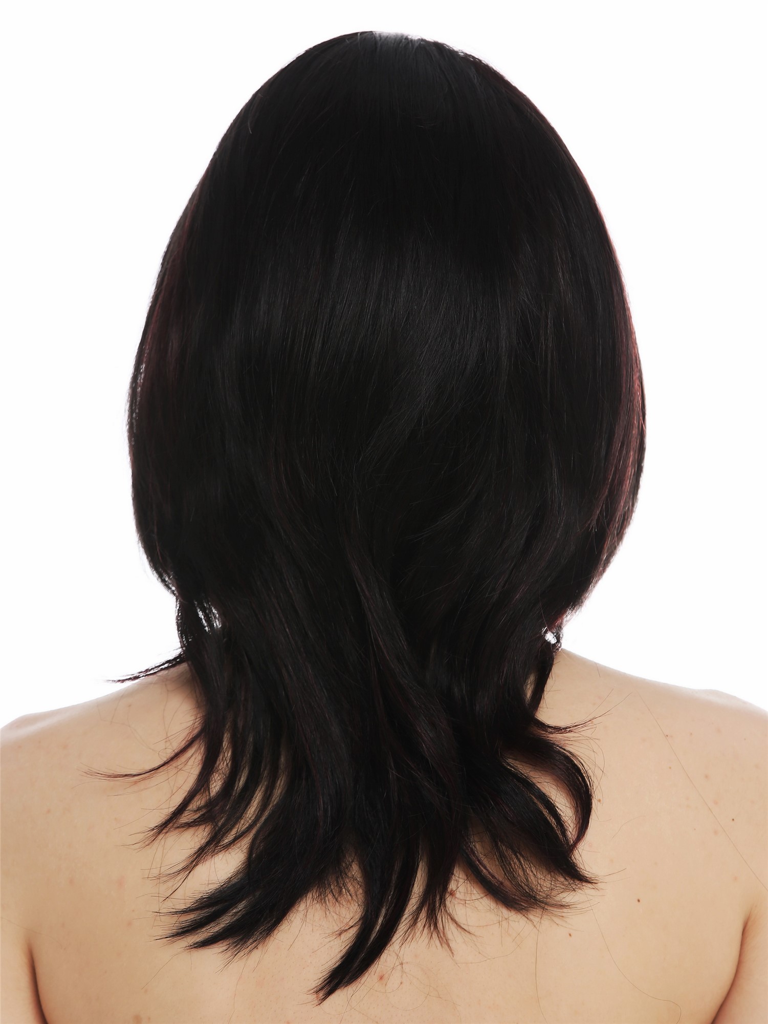 Quality Wigs, Ladies, black-red mix, straight, shoulder-length