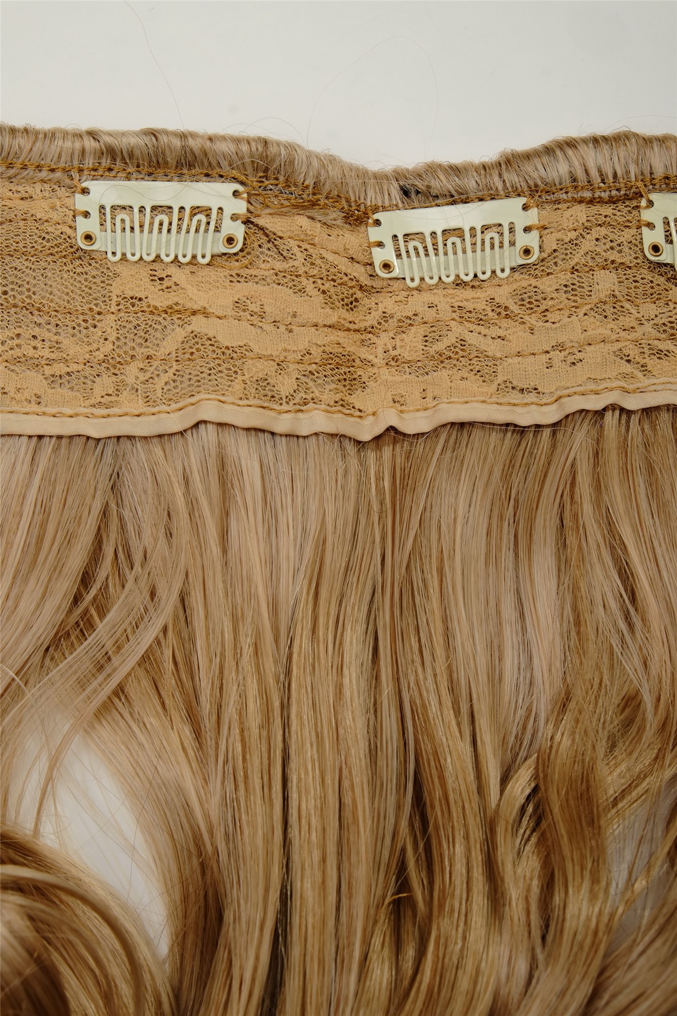 Haarverlängerung 5 Clips lockig Blond Mix WH5008-180C-15BT613, Ansicht 3, WIG ME UP: Ihr Perücken Online Shop lockige Halbperücke Honigblond-Platinblond-Mix 50 cm lang