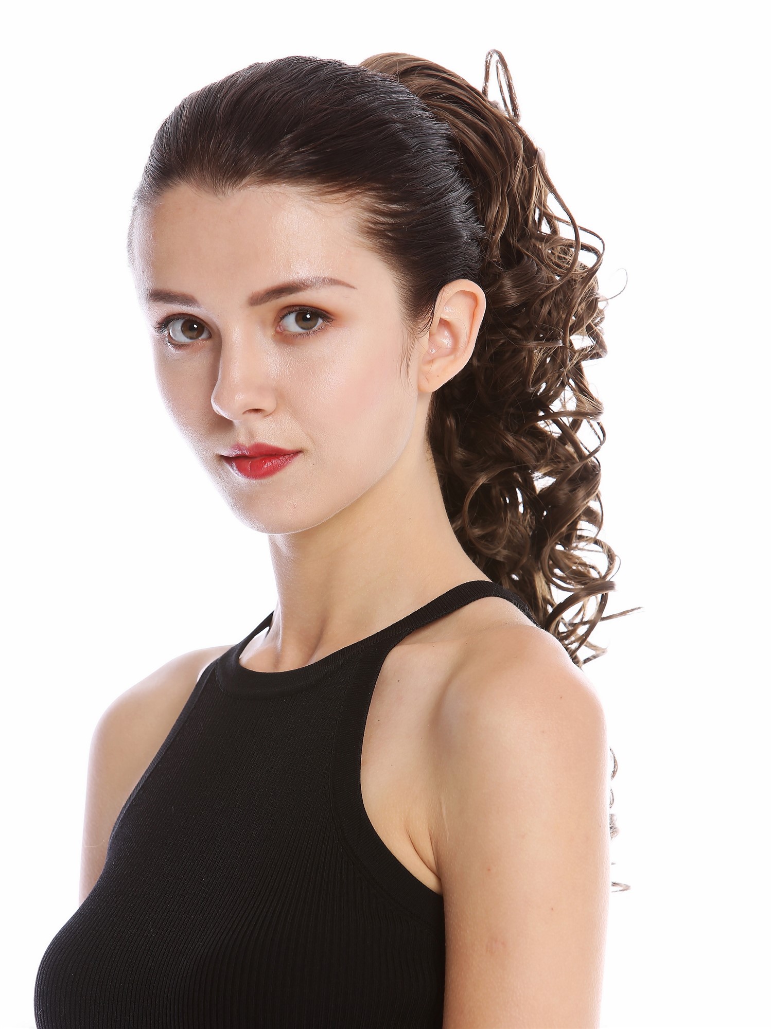 Ponytail Hairpiece Combs Clamp long voluminous curled curls medium brown MKB-6A, view 5, WIG ME UP: Your Perücken Online Shop Ponytails, medium golden brown, curled, shoulder-length