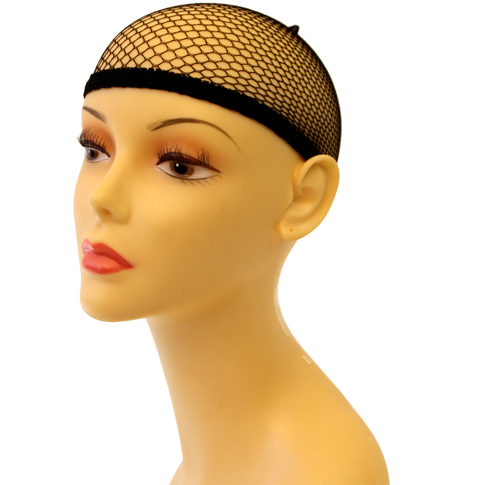 Category image for wig accessories Black hairnet on yellow mannequin head
