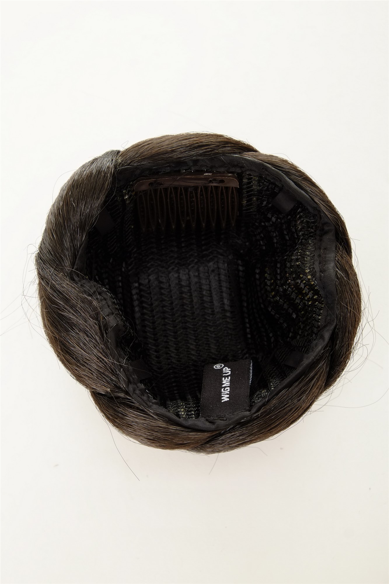 Dutt Haarknoten aufwendig geflochten Schwarzbraun N672-2, Ansicht 4, WIG ME UP: Ihr Perücken Online Shop geflochtener Dutt Haarteil Schwarzbraun
