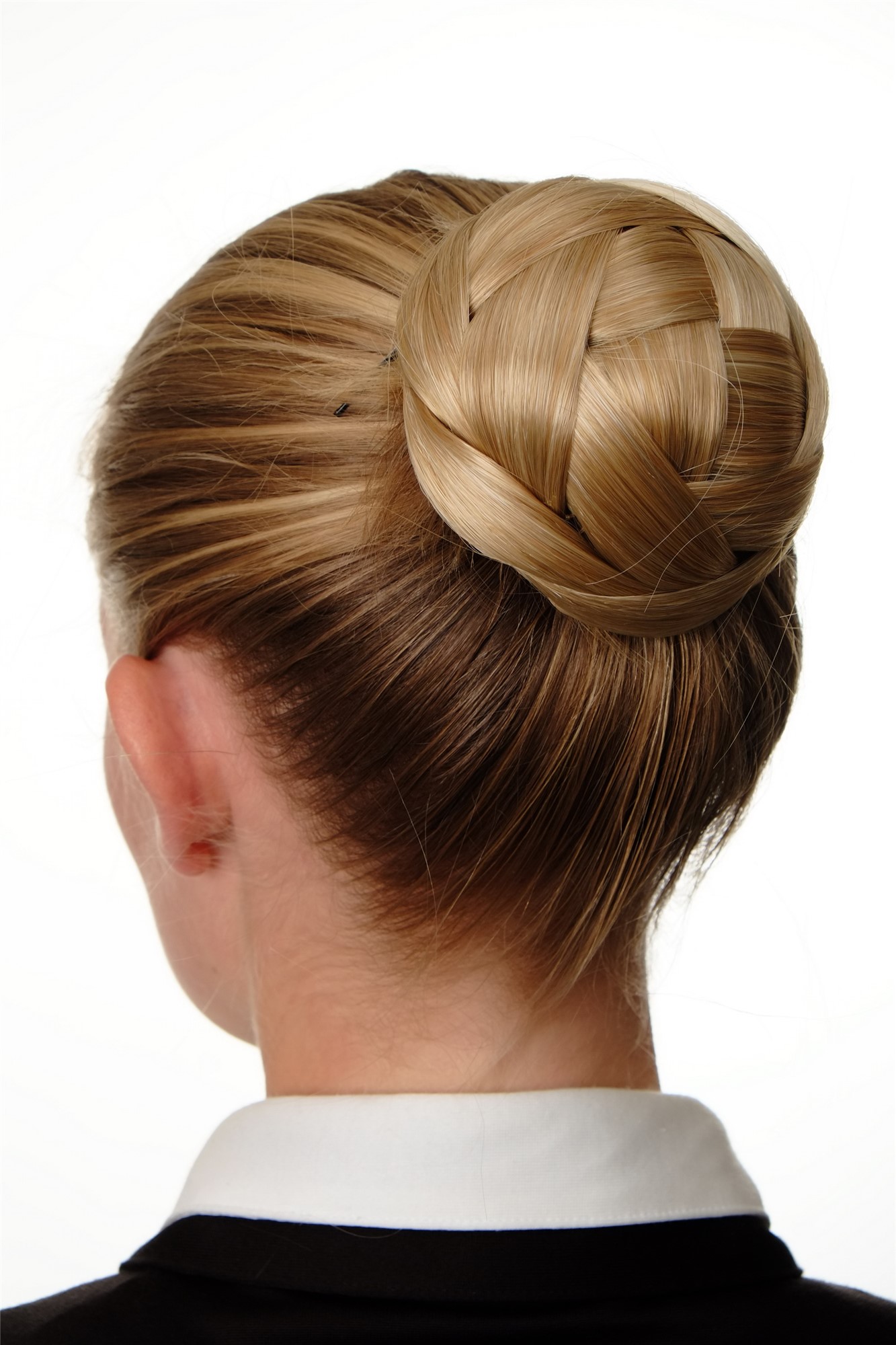 Hair Bun, golden blonde-platinum blonde mix, Braided, short