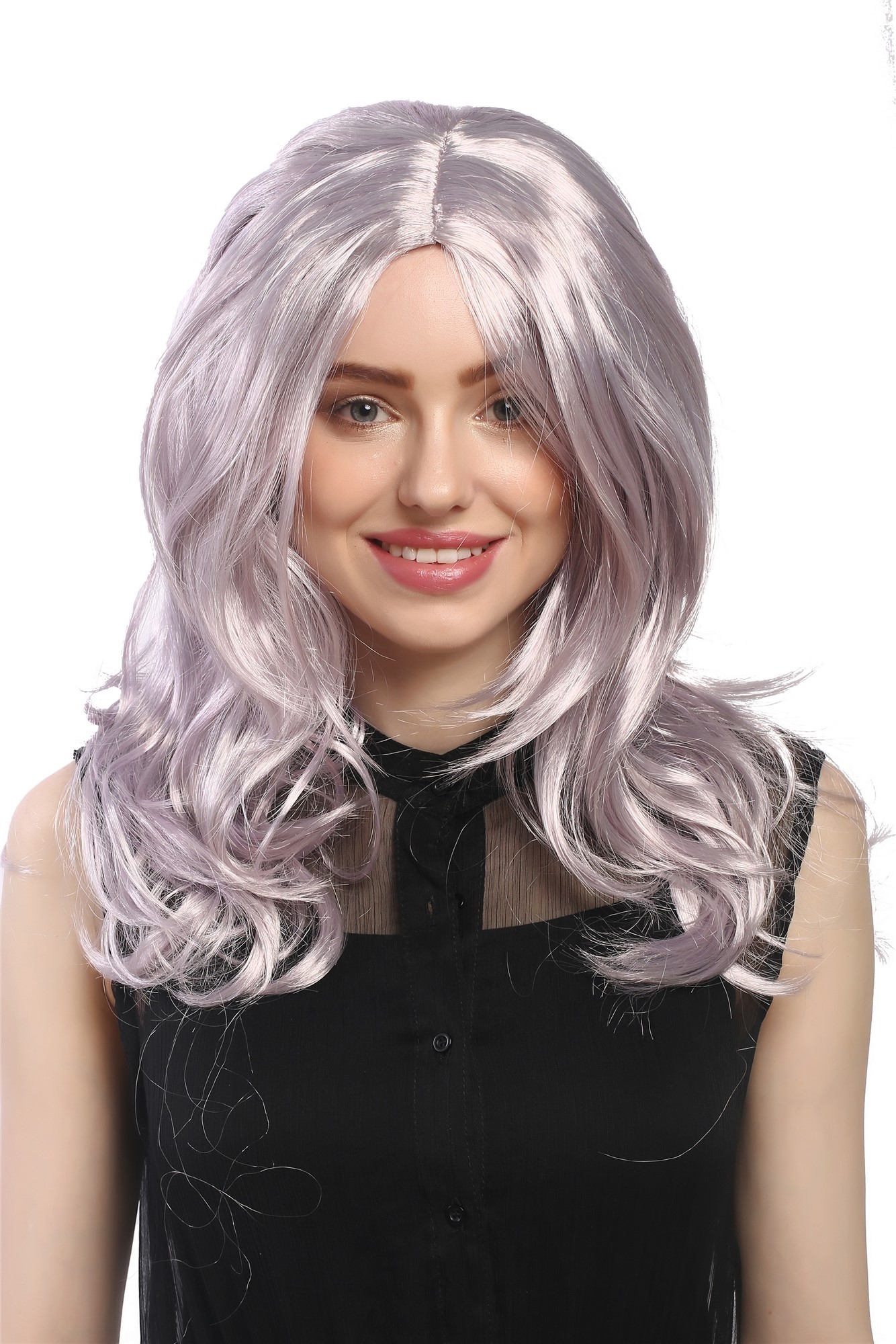 Party Wig, Ladies, Gray, Purple, wavy, long