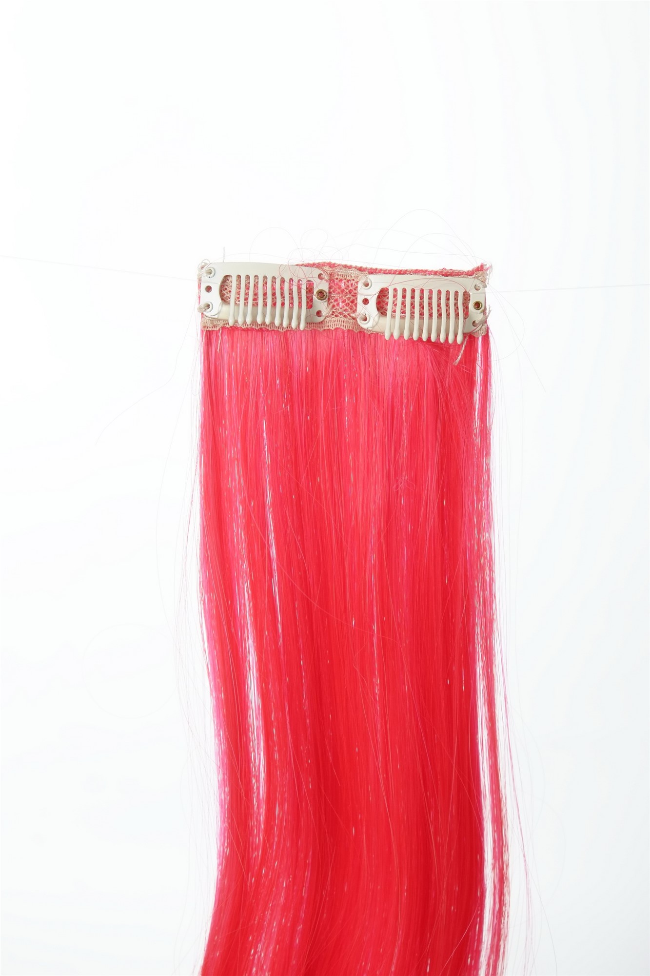 glatte Extensions Knallrot-Neonrosa-Mix 45 cm lang