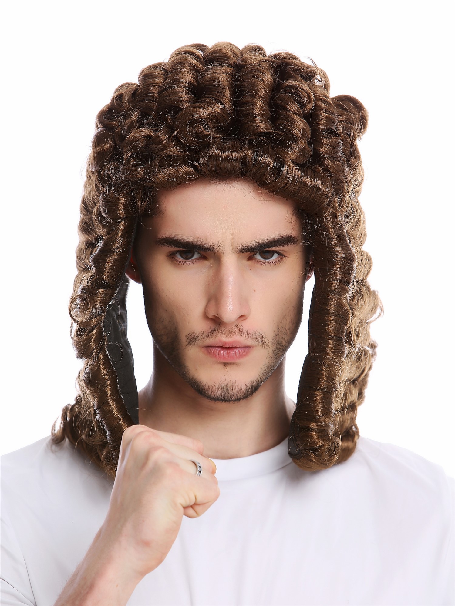 Party Wig, Men, Brown, curled, shoulder-length