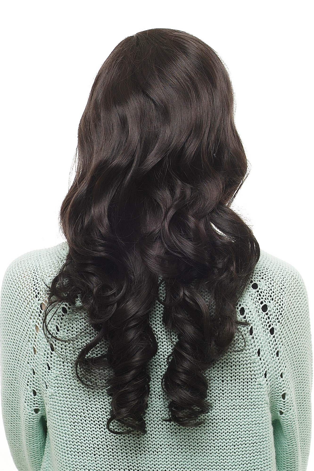 Extravagant Lady  Wig long beautiful curls dark brown purple highlights in fringe emo punk, view 3, WIG ME UP: Your Perücken Online Shop Quality Wigs, Ladies, dark brown, curled, long