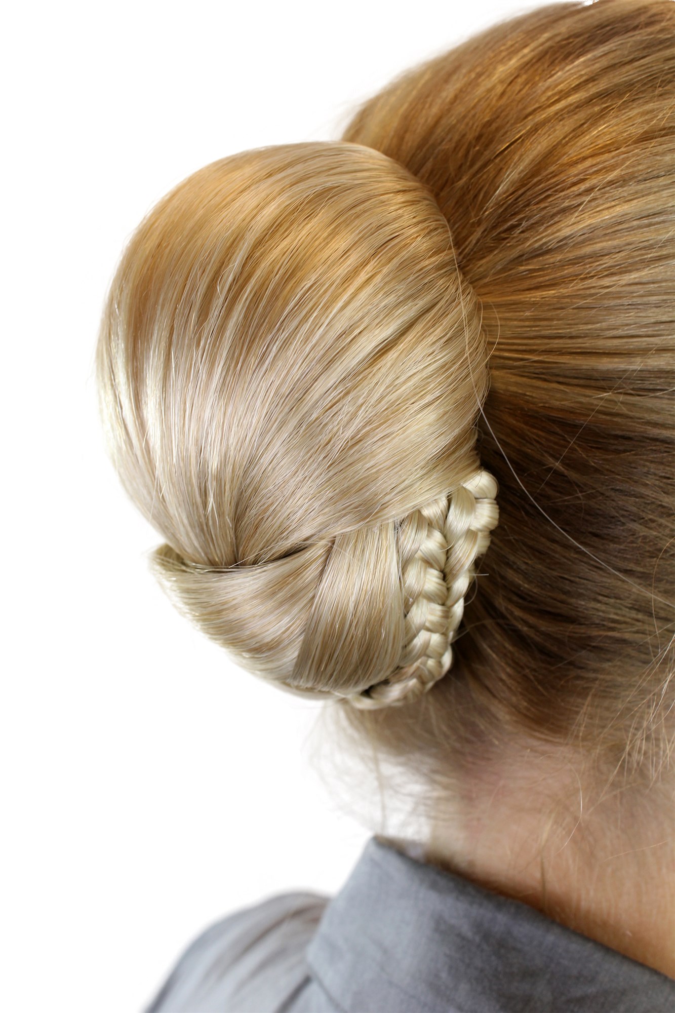 Hair Bun, light blonde-light blonde mix, Braided, short