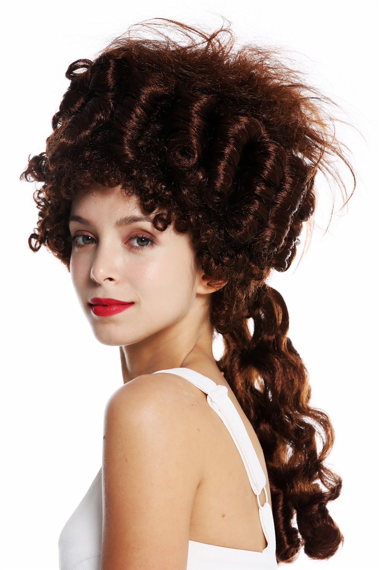 günstige Party Perücke, Perücke Barock Turmfrisur Pompadour Rotbraun 91029-ZA33, Ansicht 2, WIG ME UP: Ihr Perücken Online Shop lockige Party Perücke Mahagoni lange Haare für Damen