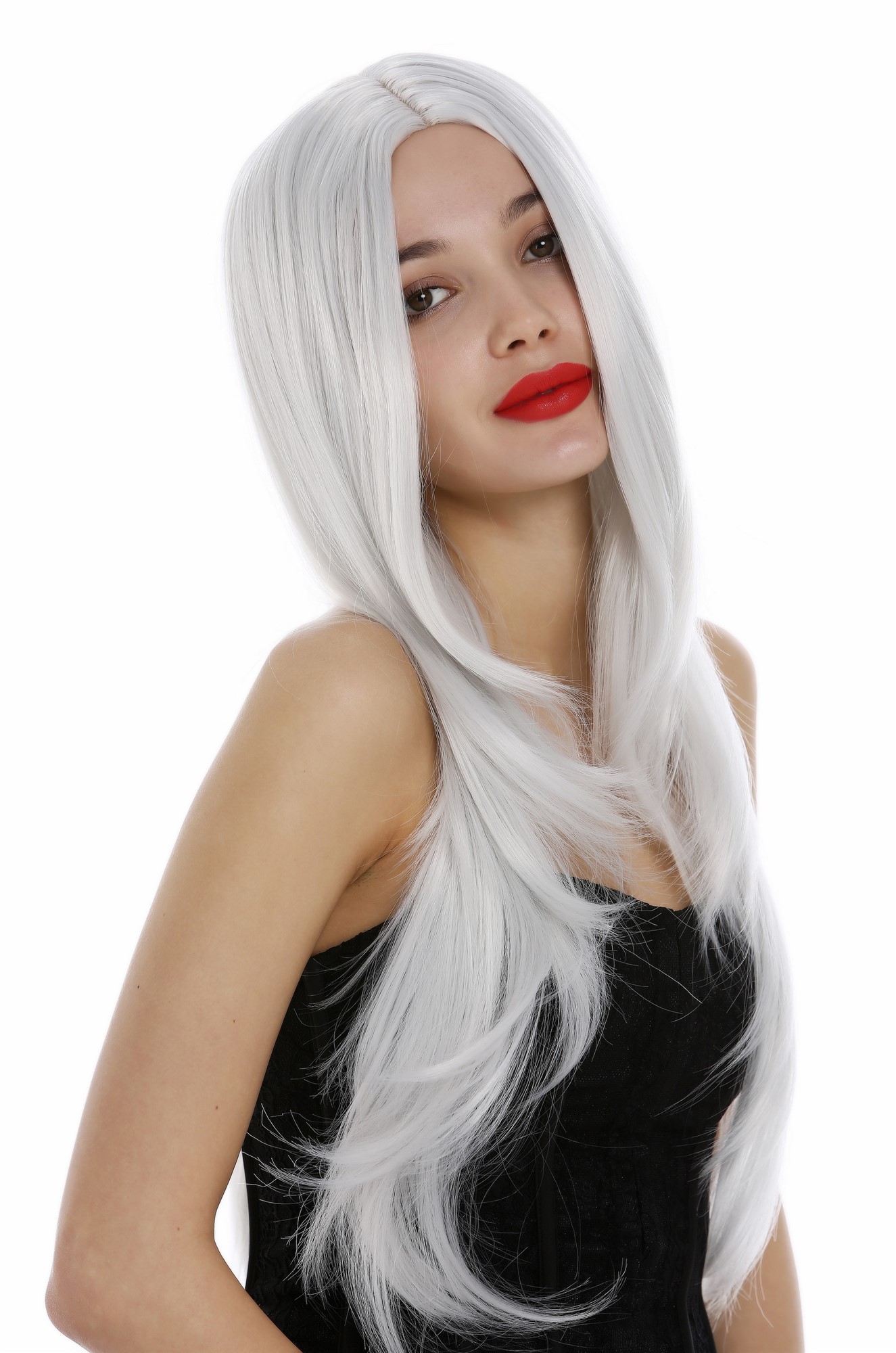 Lady wig long parting layered straight sleek light white-ish gray Fairy Elf 3217, view 4, WIG ME UP: Your Perücken Online Shop Quality Wigs, Ladies, white-gray, straight, very long