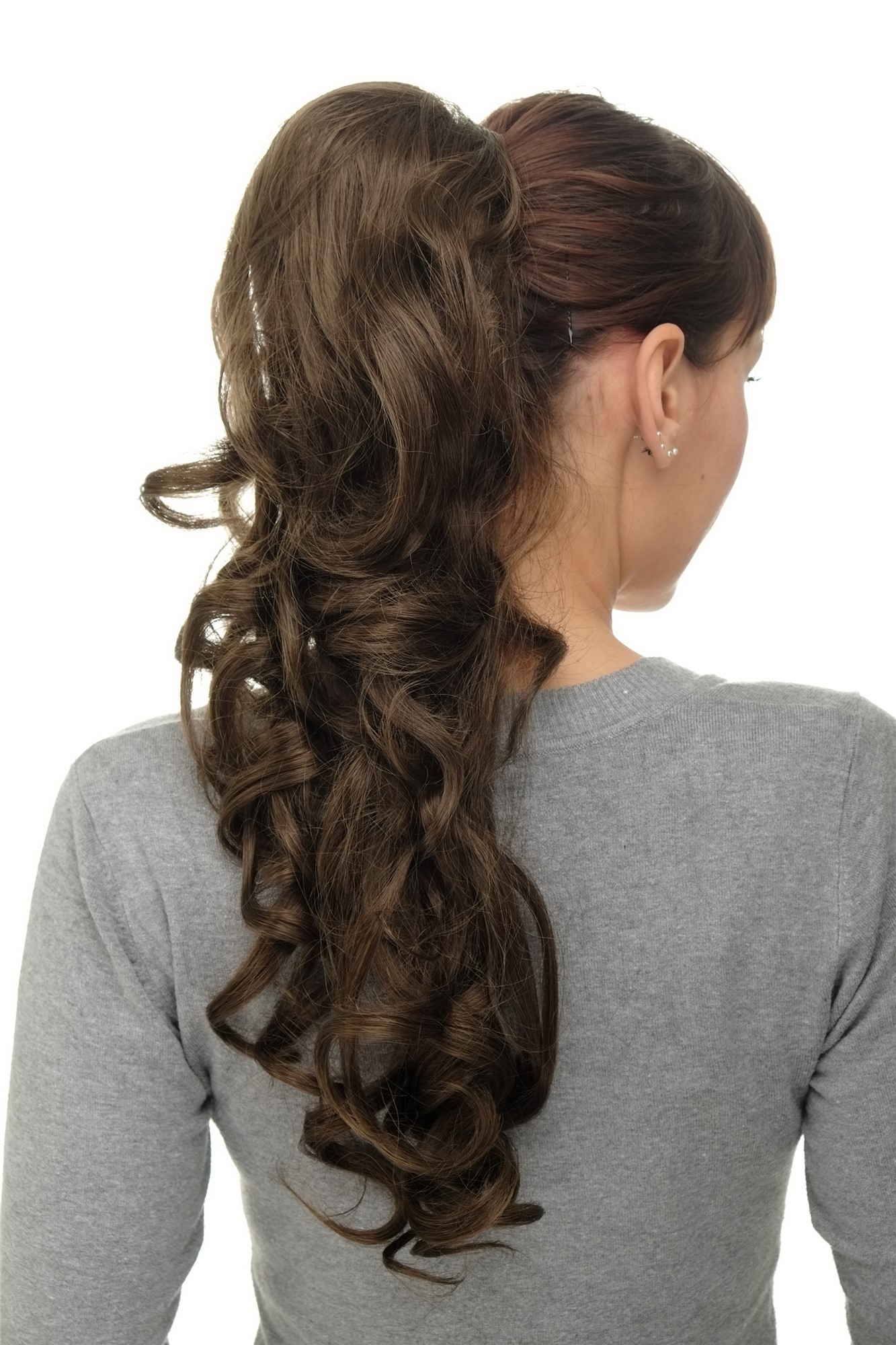 Ponytail clamp combs draw string curled voluminous very long medium brown WK08, view 4, WIG ME UP: Your Perücken Online Shop Ponytails, medium ash brown, curled, long