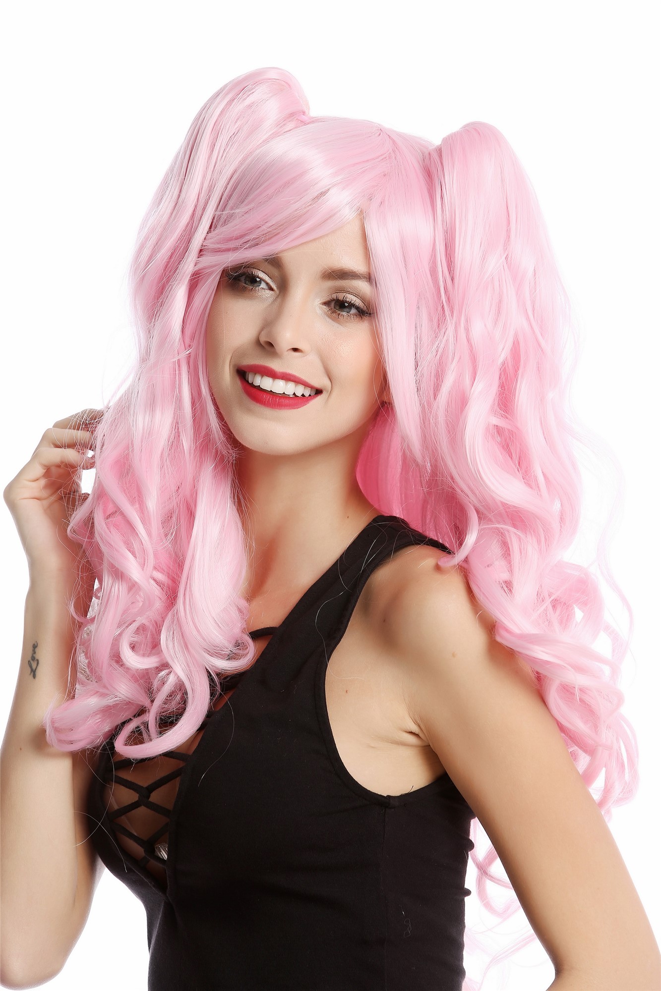 YZF-4379-TF2317 Lady  Cosplay Wig 2 removable pigtails ponytails long Gothic Lolita pink, view 2, WIG ME UP: Your Perücken Online Shop Quality Wigs, Ladies, light pink, wavy, long