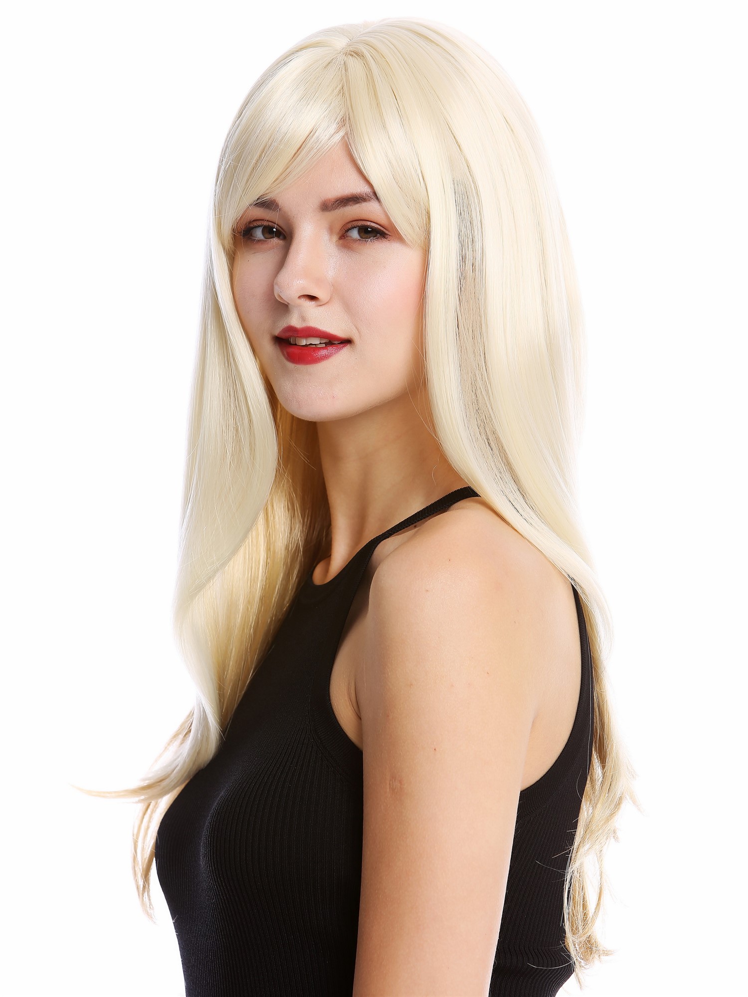 hochwertige Qualitätsperücken, Perücke Lang Glatt Pony Hellblond Goldblond Mix GFW2274-LG26+613, Ansicht 3, WIG ME UP: Ihr Perücken Online Shop wellige Tressen-Perücke mit Kopfhaut-Imitat Hellblond-Goldblond-Mix lange Haare für Damen
