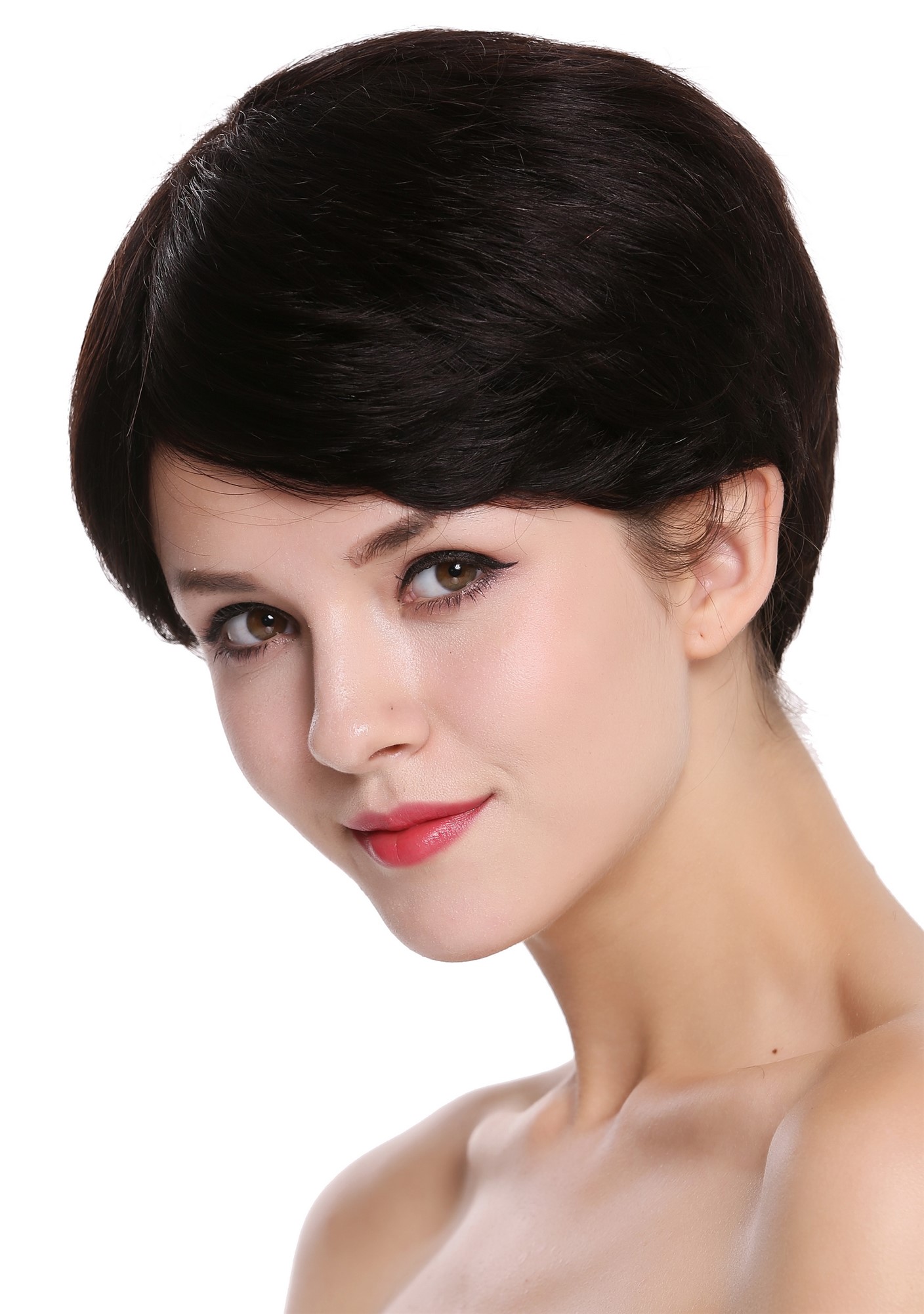 Women's wig human hair parting short natural colour dark brown RGH-5330-HH, view 3, WIG ME UP: Your Perücken Online Shop Quality Wigs, Ladies, dark brown-reddish brown mix, straight, short, 100% Human Hair