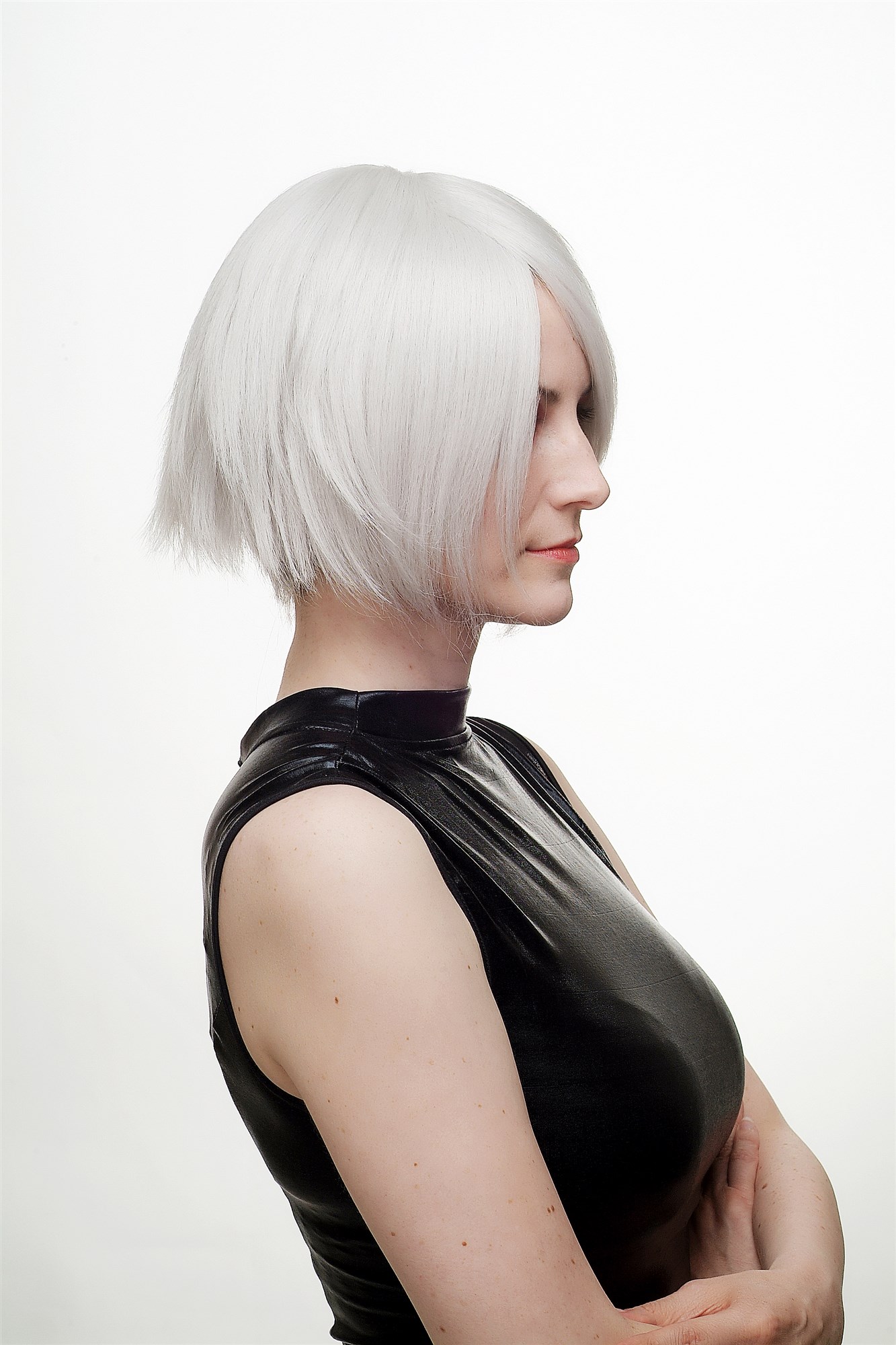 Lady wig women cosplay short wild grey white Bob Wave Goth 1261, view 2, WIG ME UP: Your Perücken Online Shop Quality Wigs, Ladies, white-gray, straight, short