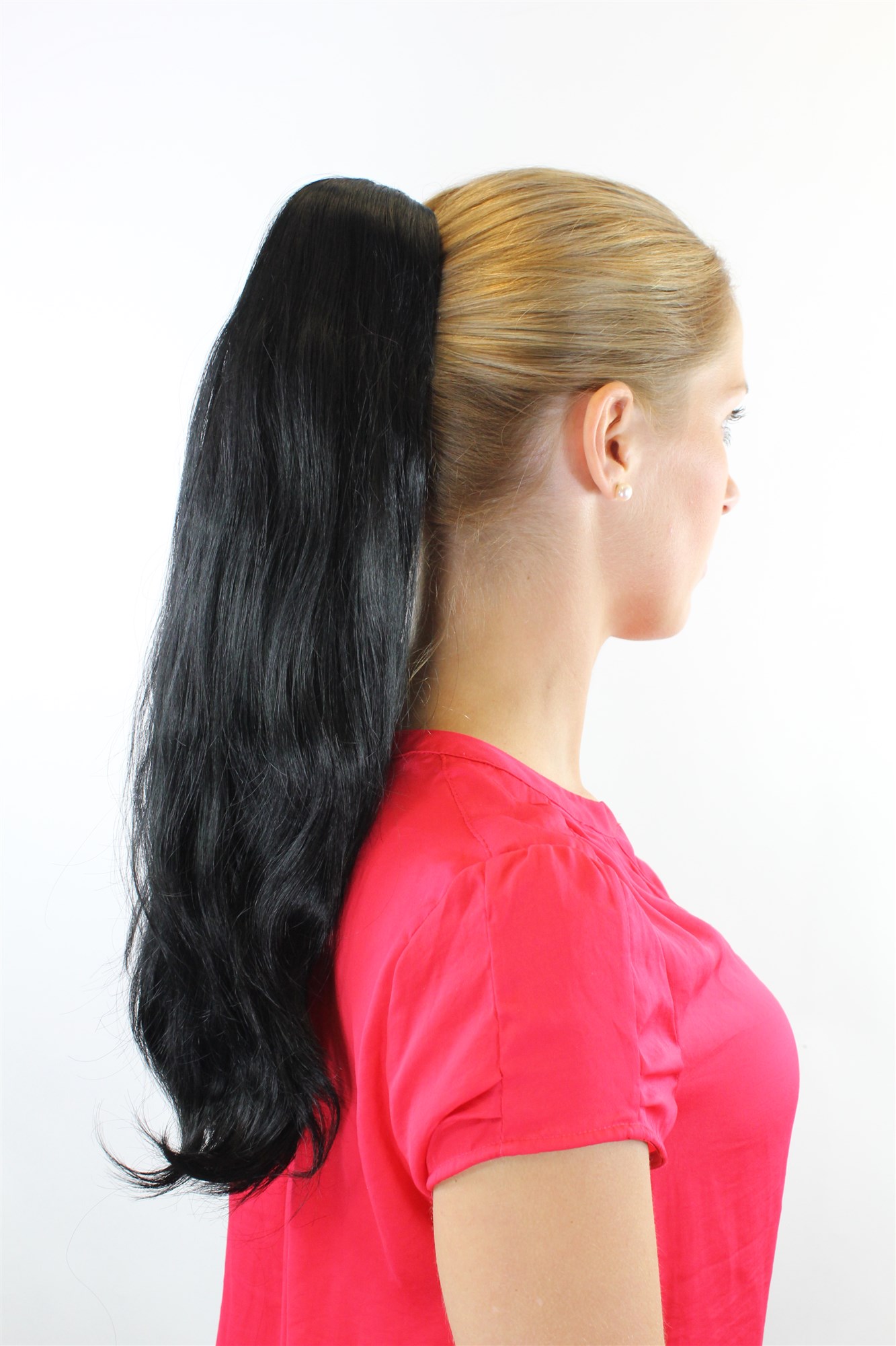 T-15-1 Ponytail Hairpiece extension straight bouncing wavy tips voluminous black 18", view 3, WIG ME UP: Your Perücken Online Shop Ponytails, Black, wavy, shoulder-length