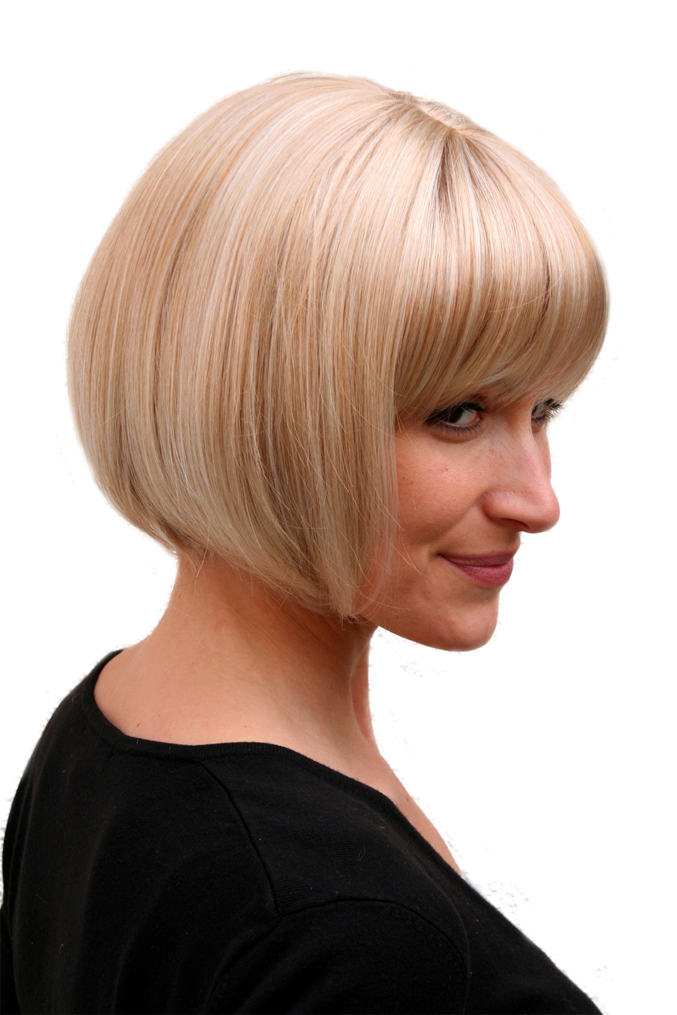 hochwertige Qualitätsperücken, WIG ME UP - Sexy Bob, Perücke, gerader Pony 703-1, Ansicht 2, WIG ME UP: Ihr Perücken Online Shop glatte Tressen-Perücke mit Kopfhaut-Imitat verschiedene Farben kurze Haare für Damen