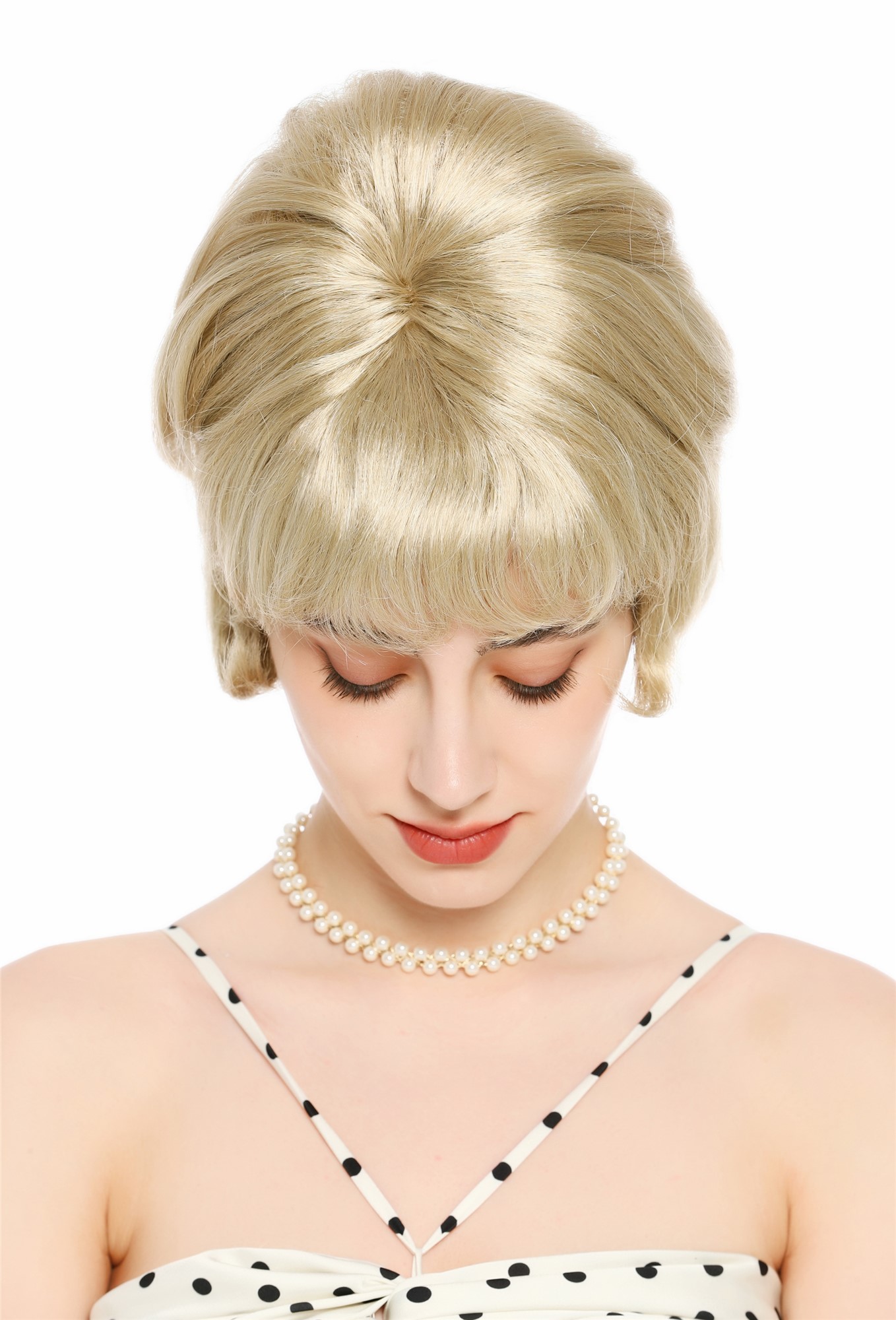 Perücke Damen Retro Vintage 50er 60er Beehive hochtoupiert Pony Blond DW3436-22