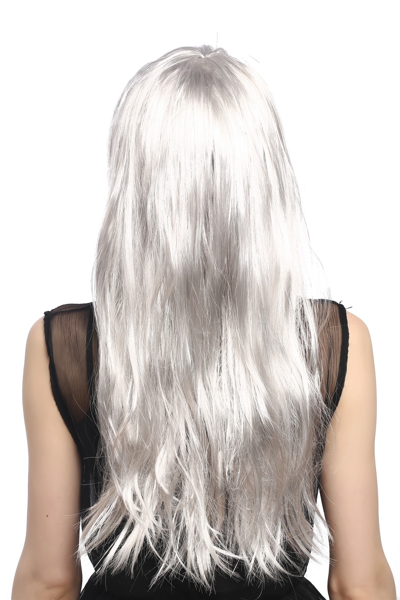 Lady Party Wig Halloween long straight silver grey fringe bangs witch old 31757, view 2, WIG ME UP: Your Perücken Online Shop Party Wig, Ladies, Grey, straight, long