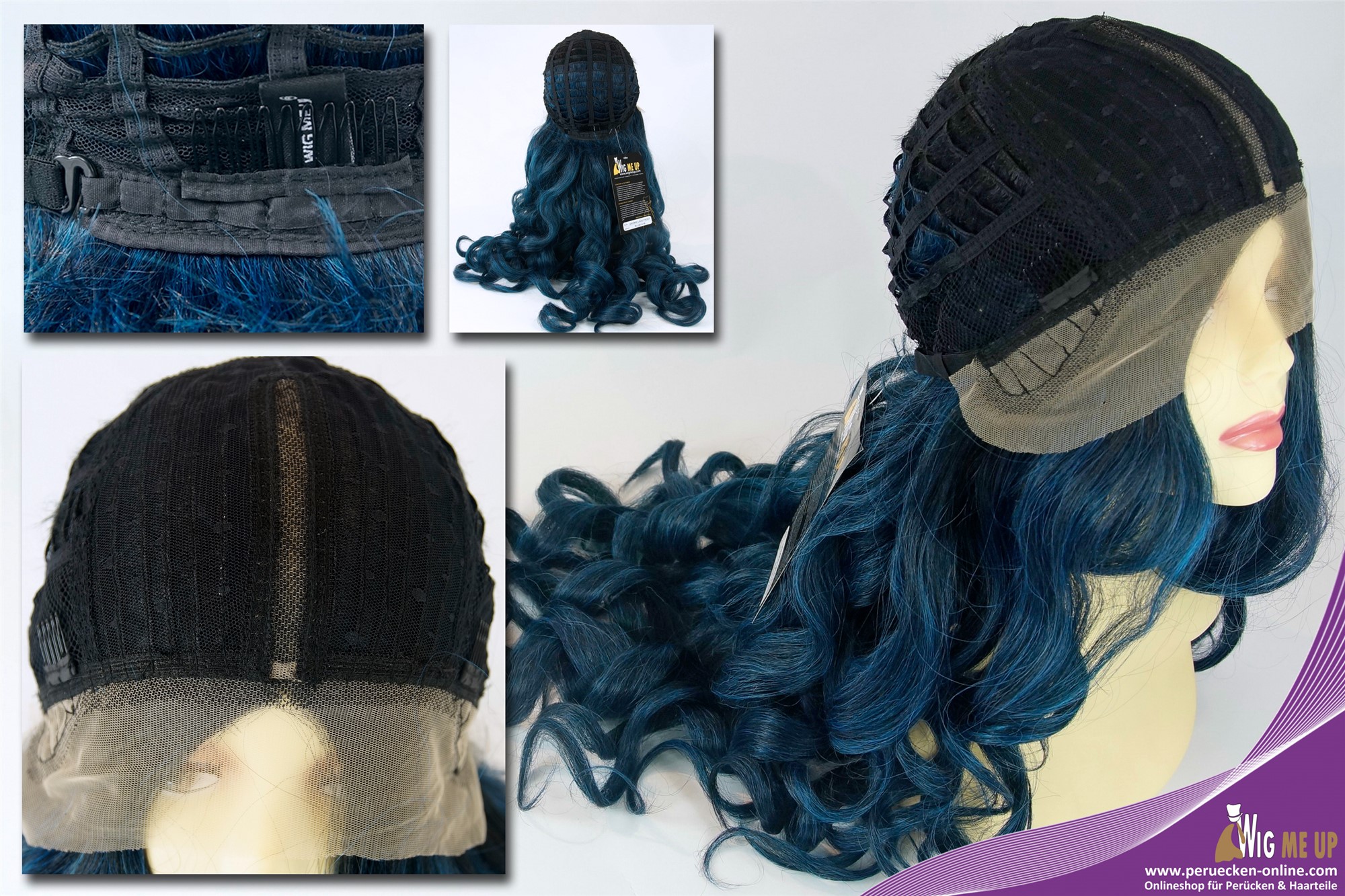 Quality Wigs, Ladies, blue-black mix, curled, very long