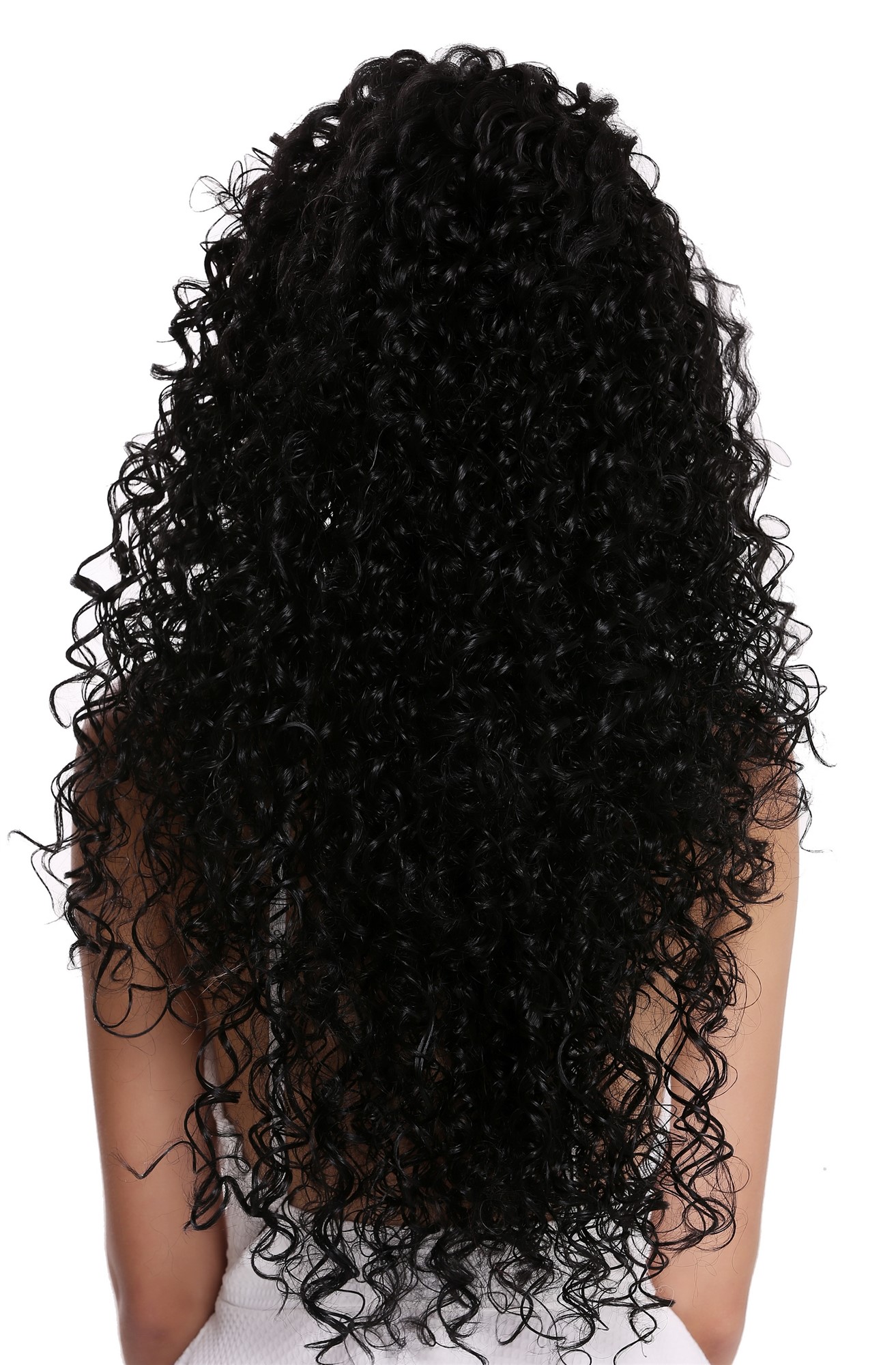 hochwertige Qualitätsperücken, Perücke Lace-Front Lang Locken Schwarz Volumen L006-LF-1B, Ansicht 3, WIG ME UP: Ihr Perücken Online Shop lockige Tressen-Perücke mit Front-Lace Samtschwarz sehr lange Haare für Damen
