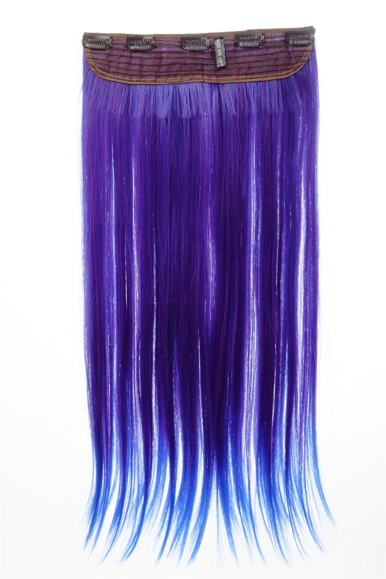 glatte Halbperücke Neonviolett-Neonblau-Mix 60 cm lang