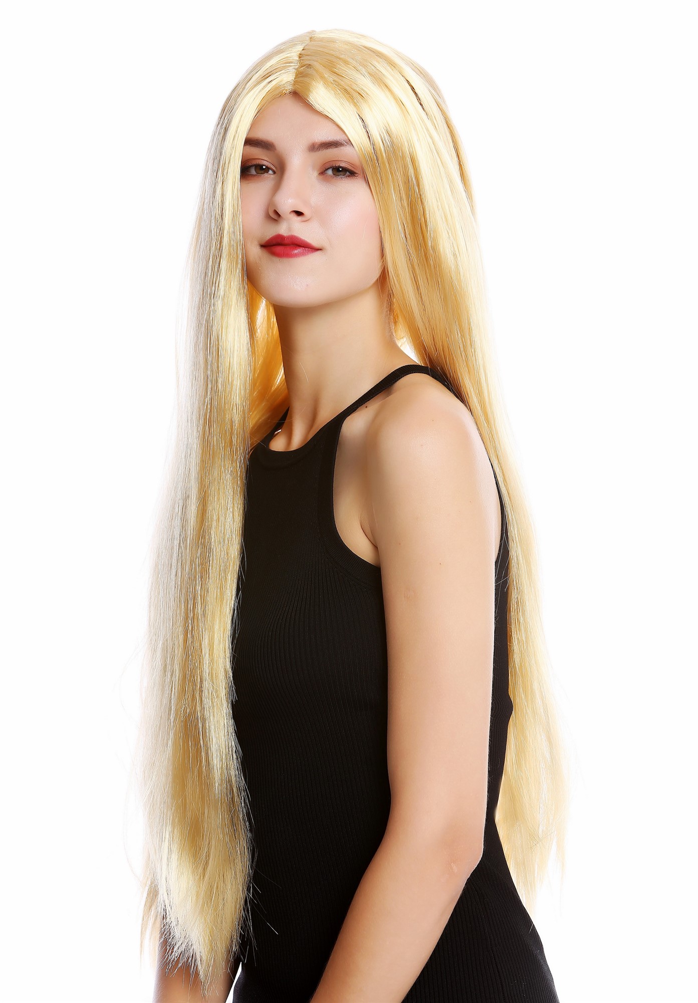 günstige Party Perücke, Perücke Sehr Lang Mittelscheitel glatt Blond TH46-P03, Ansicht 3, WIG ME UP: Ihr Perücken Online Shop glatte Party Perücke Blond sehr lange Haare Unisex