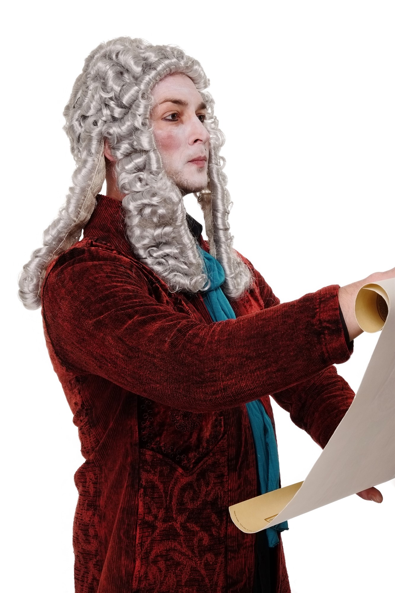 Party/Fancy Dress/Halloween Wig Lord baroque Aristocrat Judge King Noble grey colour, front view, WIG ME UP: Your Perücken Online Shop Party Wig, Men, Grey, curled, long