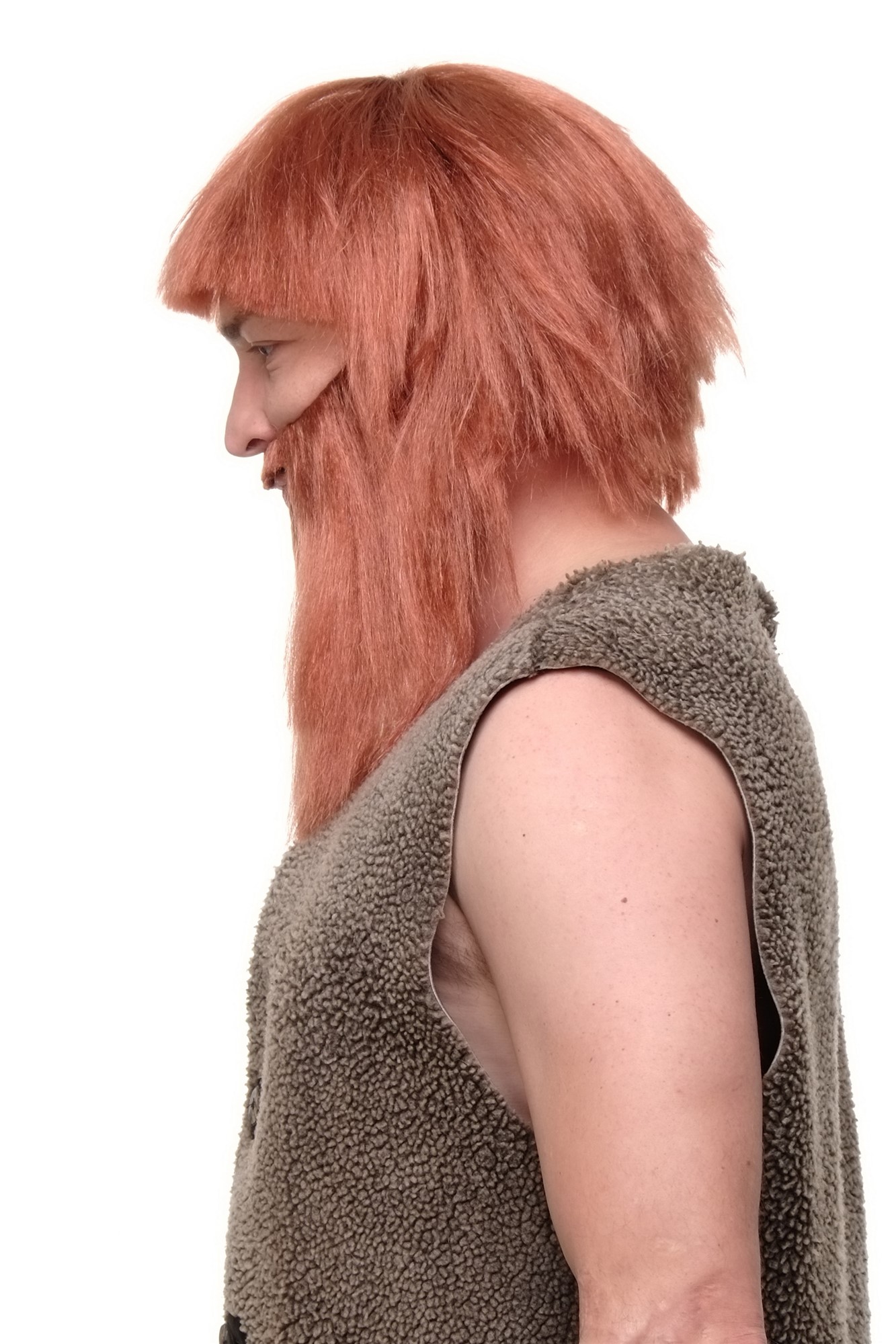 günstige Party Perücke, Perücke Bart Wikinger Barbar Modell: RJ007, Ansicht 3, WIG ME UP: Ihr Perücken Online Shop glatte Party Perücke Mittel-Kupferrot schulterlange Haare für Herren